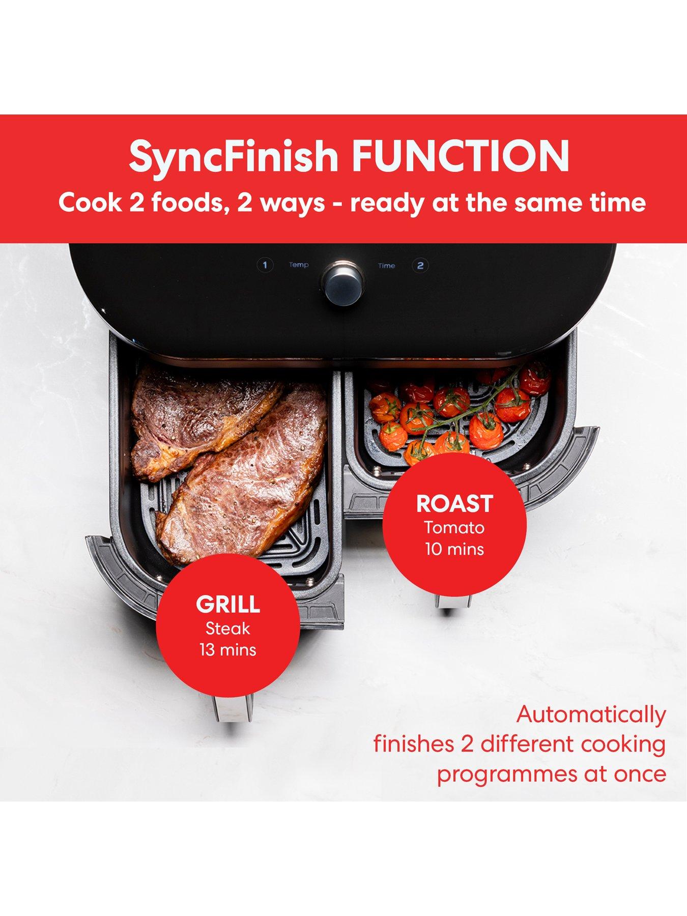 Image 3 of 7 of Instant Vortex Plus Dual Air Fryer with ClearCook, Black 7.6L- Air Fry, Bake, Roast, Grill, Dehydrate &amp; Reheat