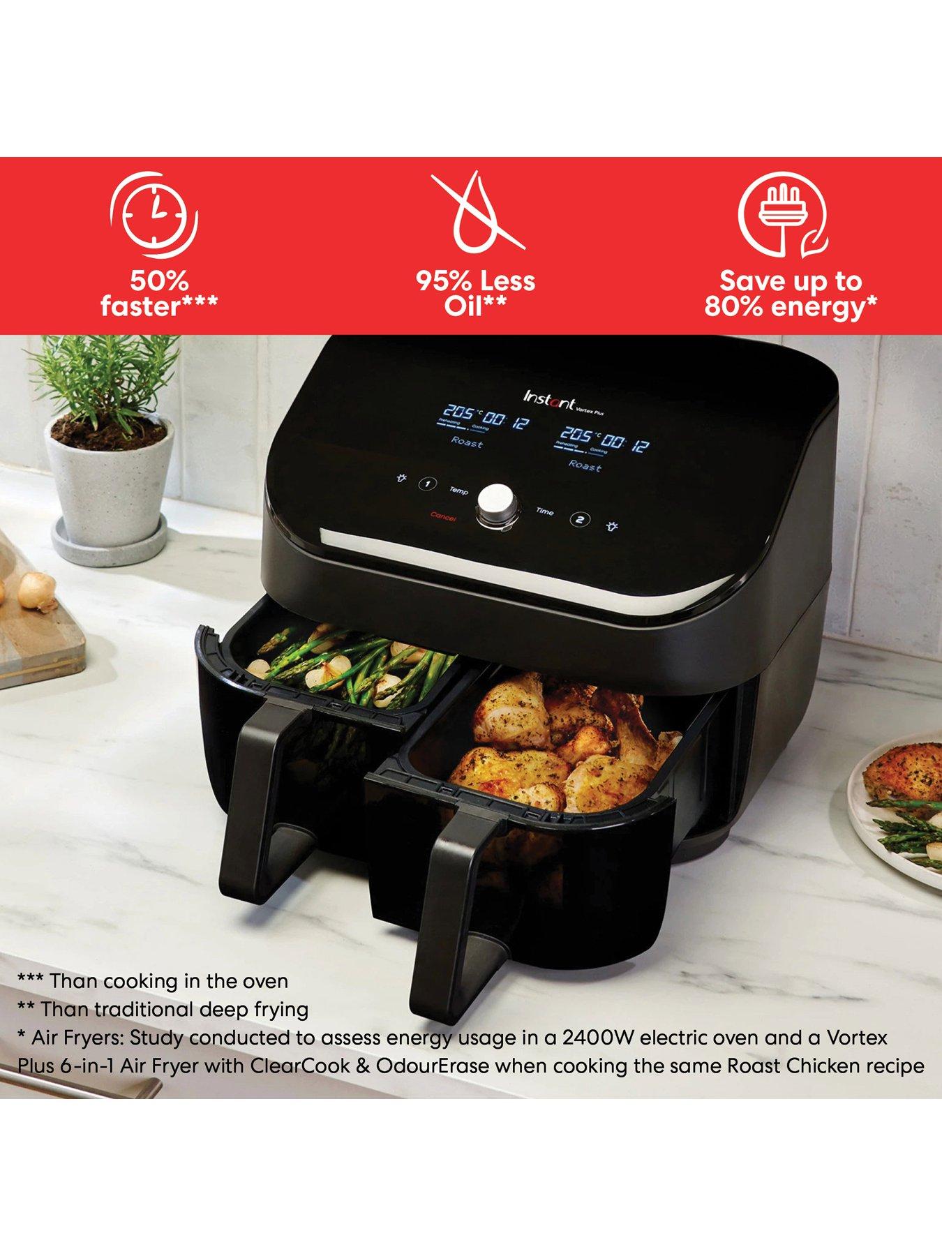 Image 6 of 7 of Instant Vortex Plus Dual Air Fryer with ClearCook, Black 7.6L- Air Fry, Bake, Roast, Grill, Dehydrate &amp; Reheat