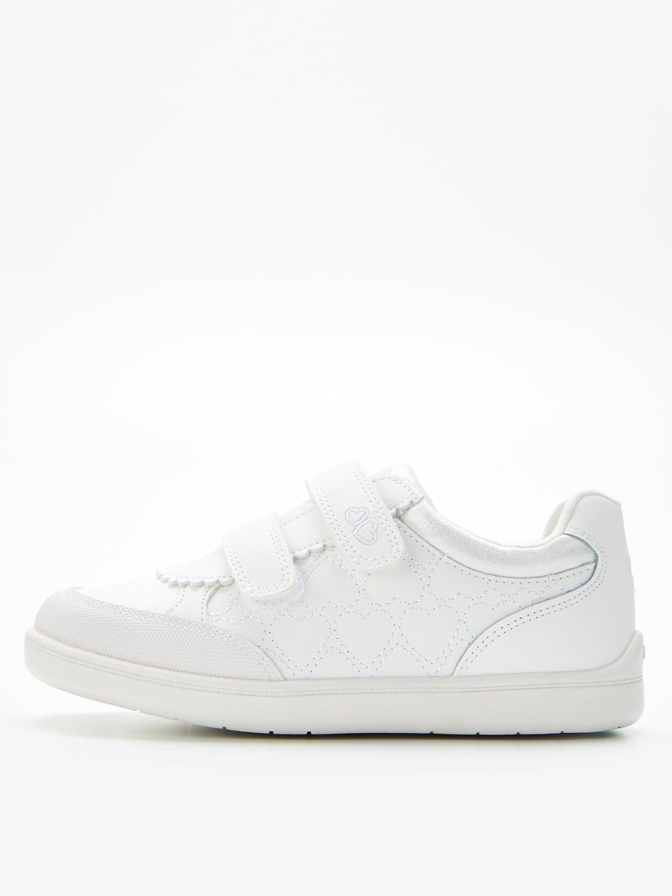 Image 1 of 6 of V by Very Girls Leather Heart Strap Trainer - White