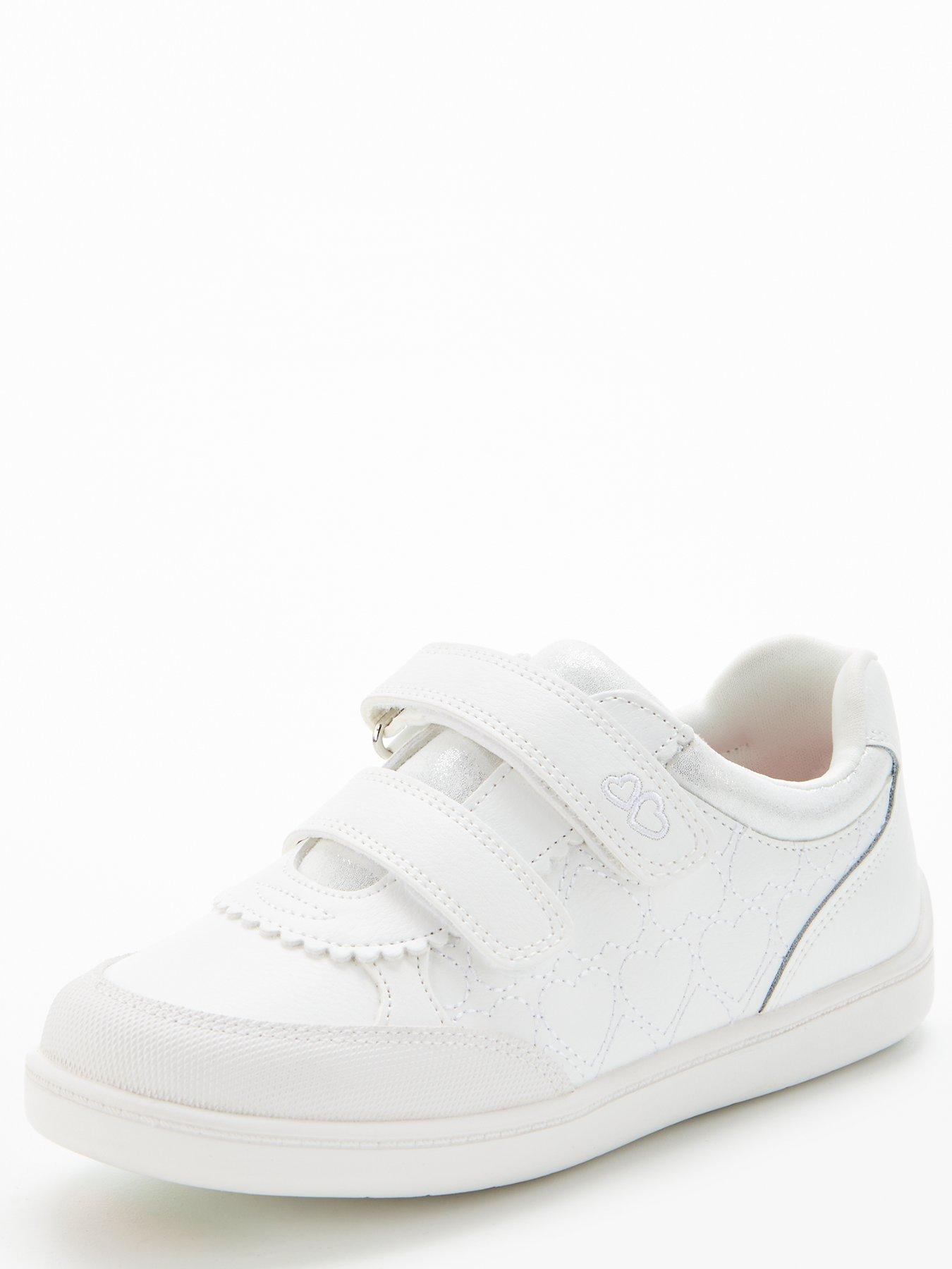 Image 2 of 6 of V by Very Girls Leather Heart Strap Trainer - White