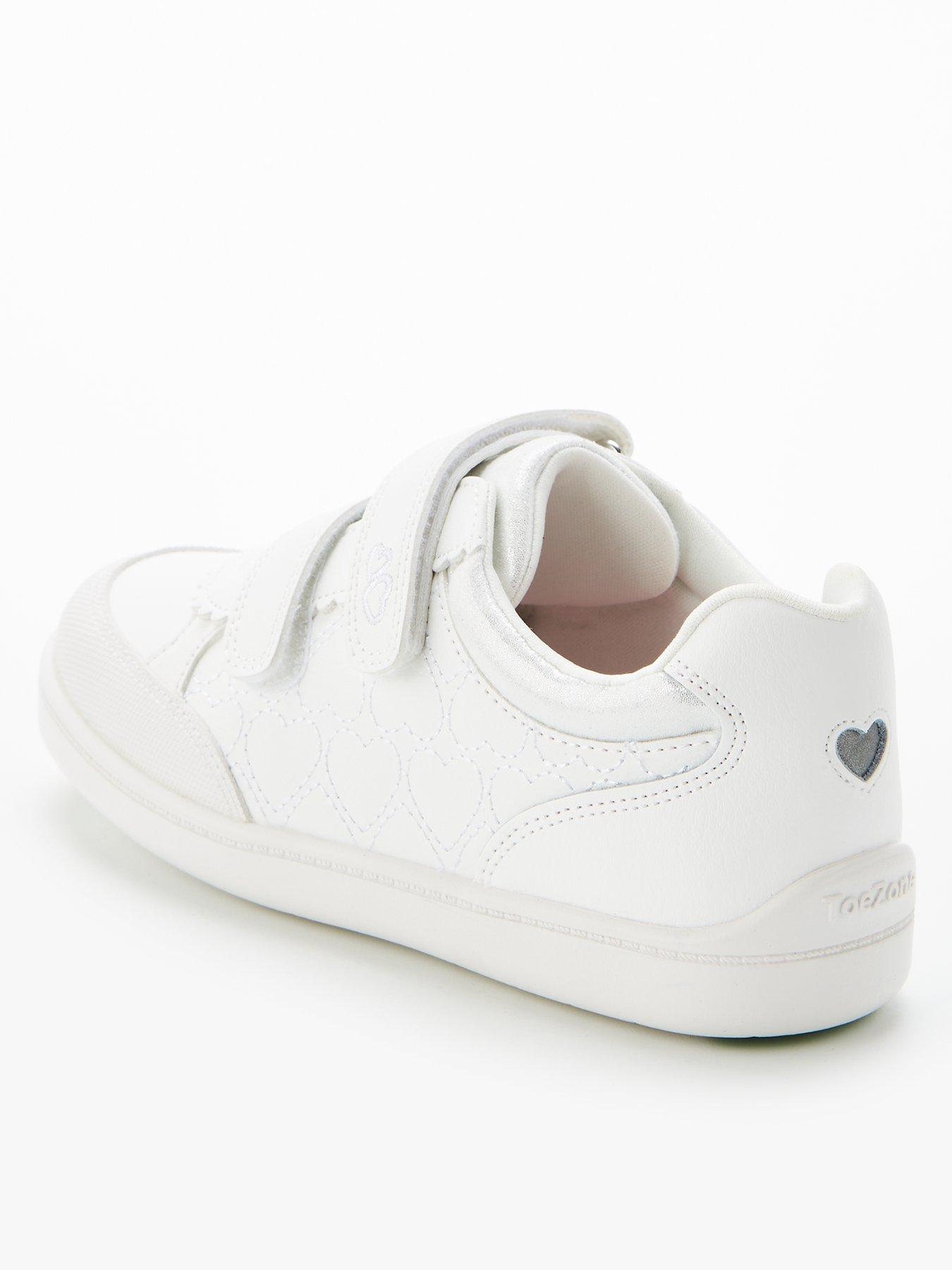 Image 3 of 6 of V by Very Girls Leather Heart Strap Trainer - White