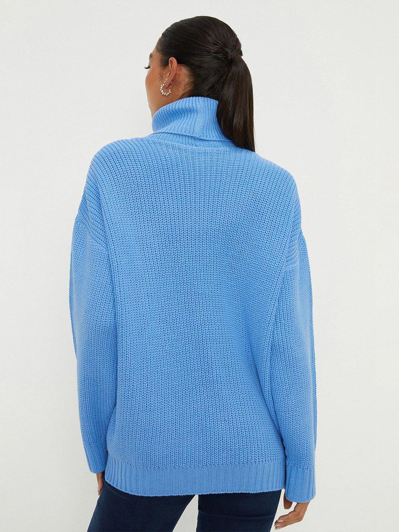 Dorothy Perkins Roll Neck Chunky Jumper Blue Very Ireland
