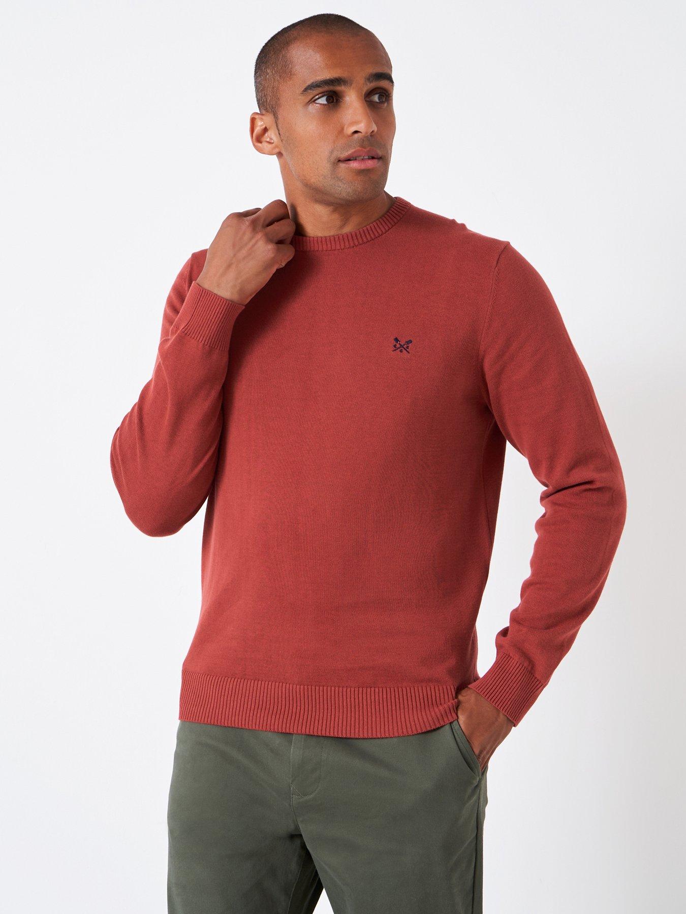 Mens red 2024 crew neck sweater