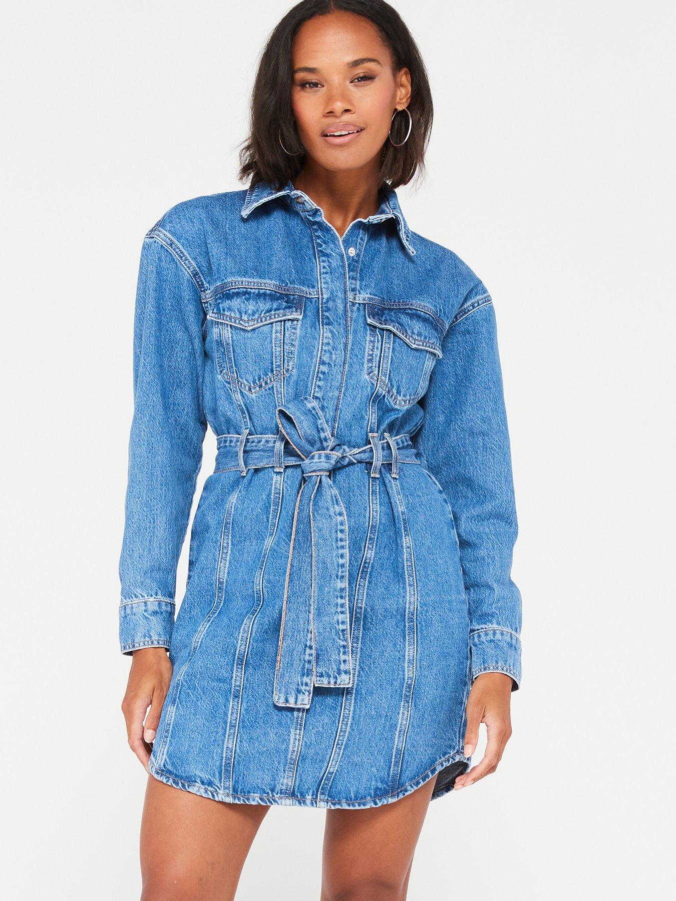 Amazon.com: Denim Shirt Dresses for Women Long Sleeve Button Up Ripped Jean  Shirt Dress Casual Long Sleeve Tunic Midi Denim Dress Blue : Clothing,  Shoes & Jewelry
