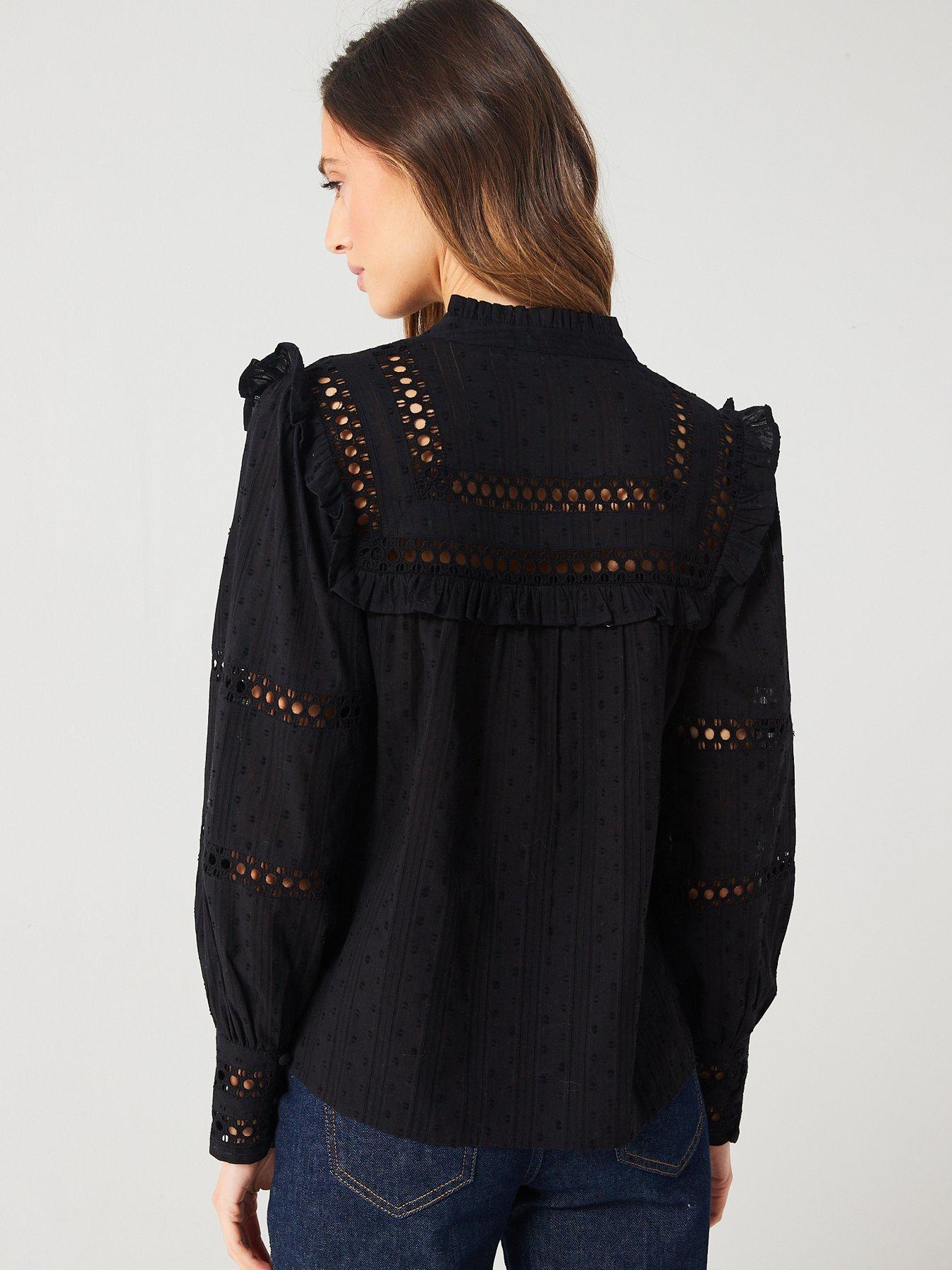 v-by-very-broidery-insert-dobby-blouse-blackstillFront