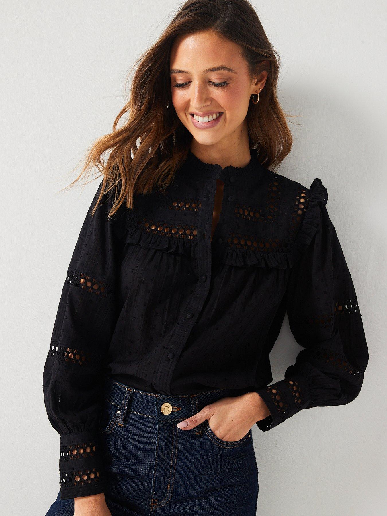 v-by-very-broidery-insert-dobby-blouse-blackdetail