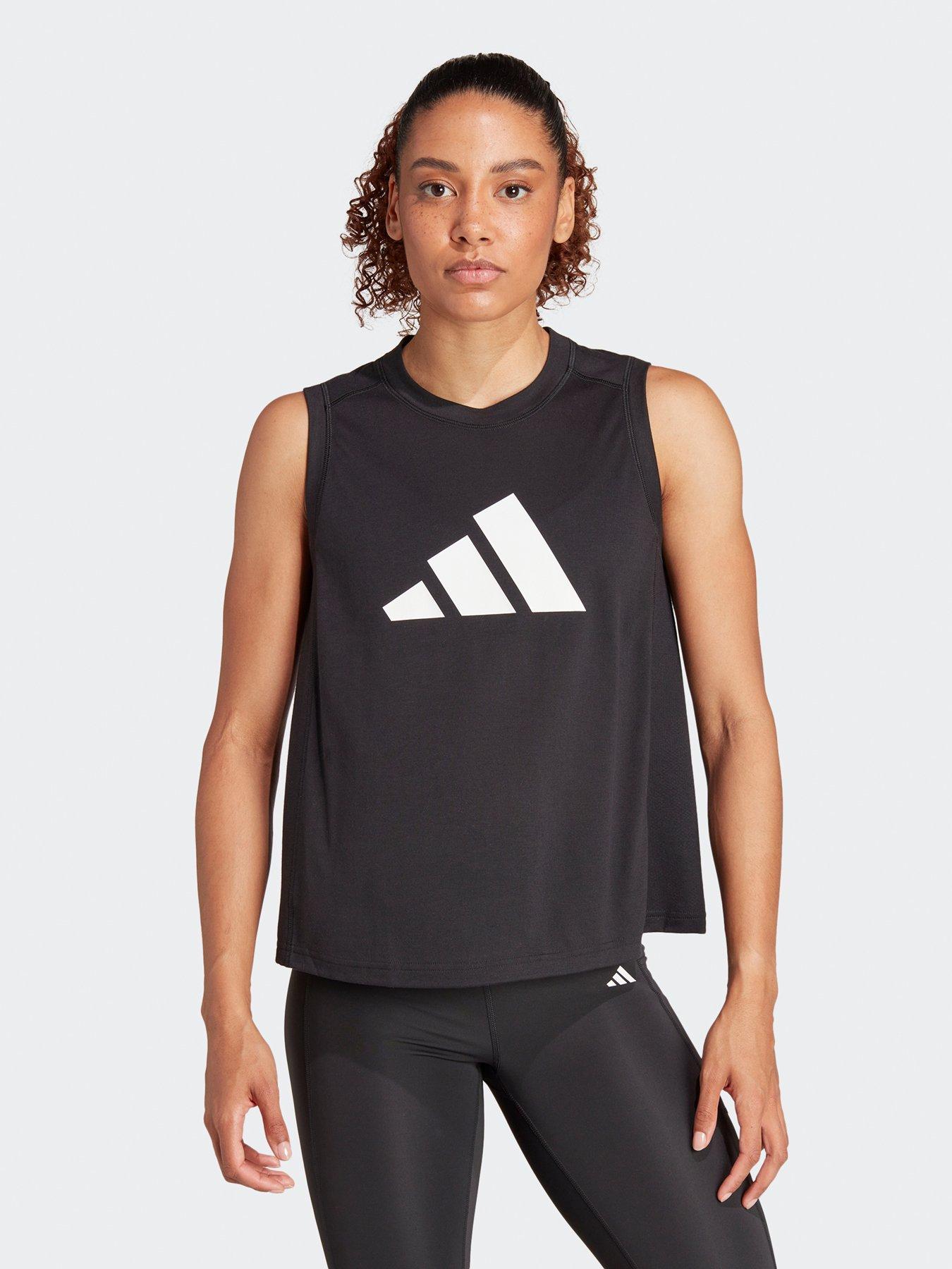 adidas Womens Train Essentials Logo Tank - Black - Black/White