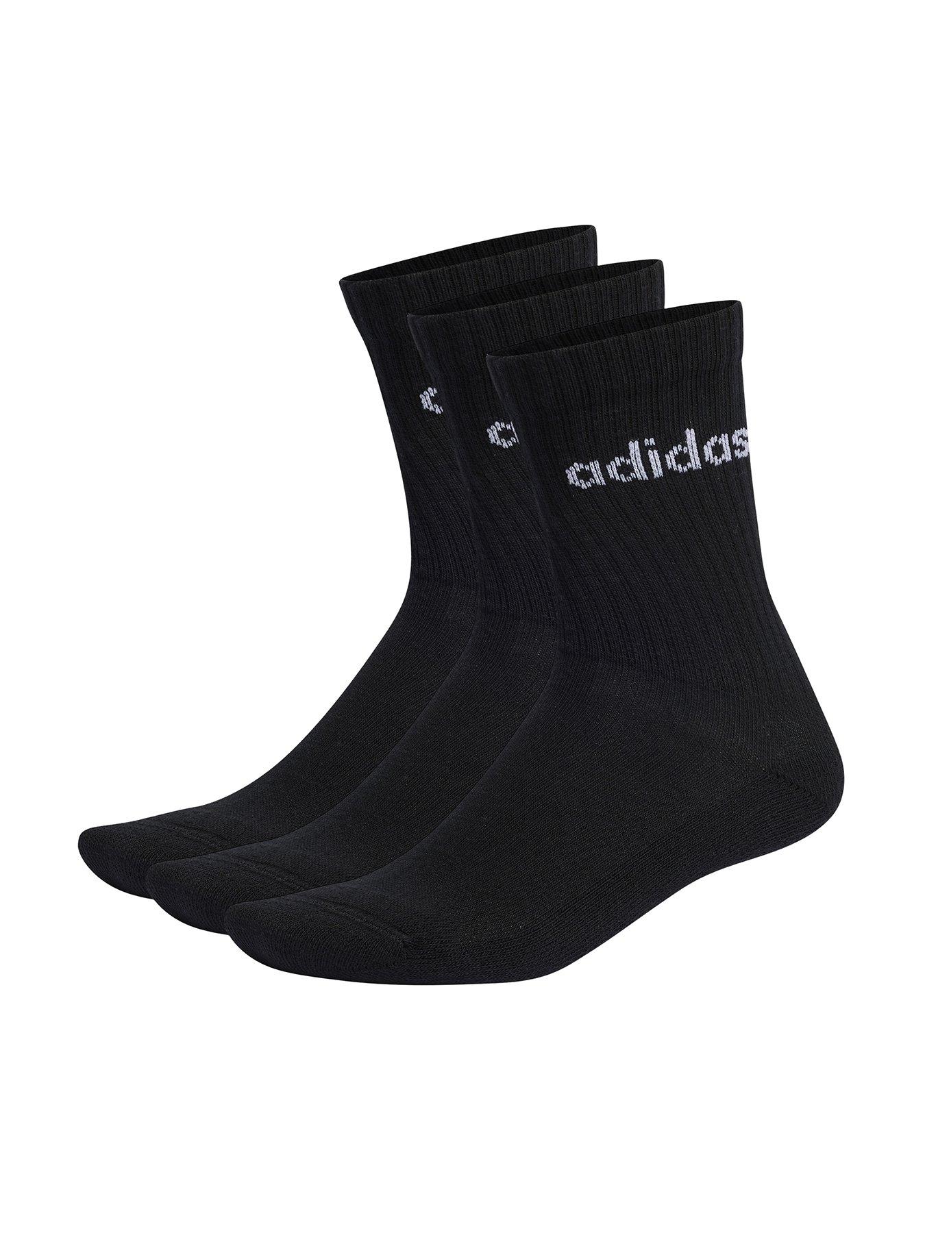 adidas Sportswear Unisex 3 Pack Cushioned Linear Crew Socks - Black