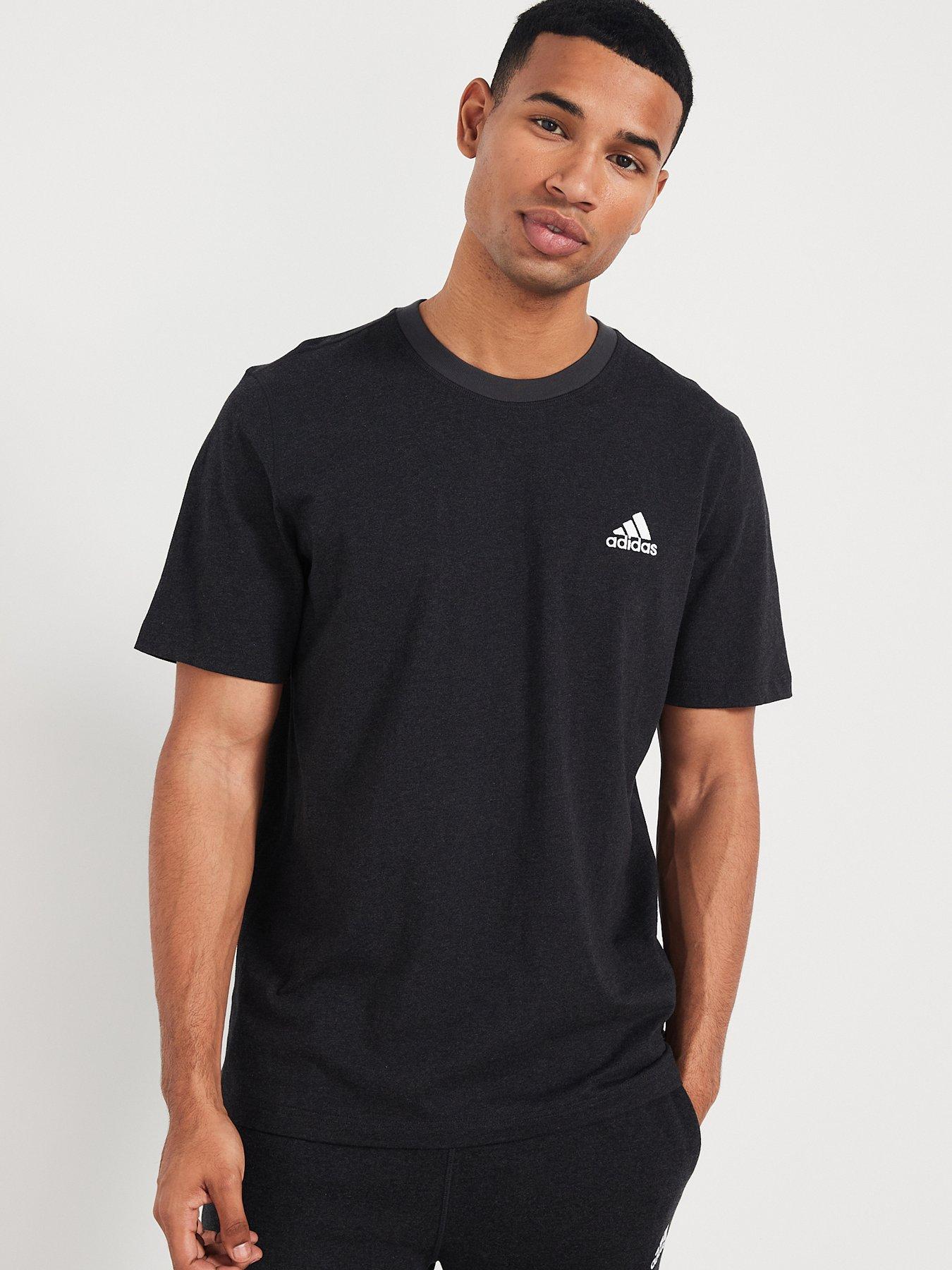 adidas-sportswear-mens-essentials-melange-t-shirt-blackfront