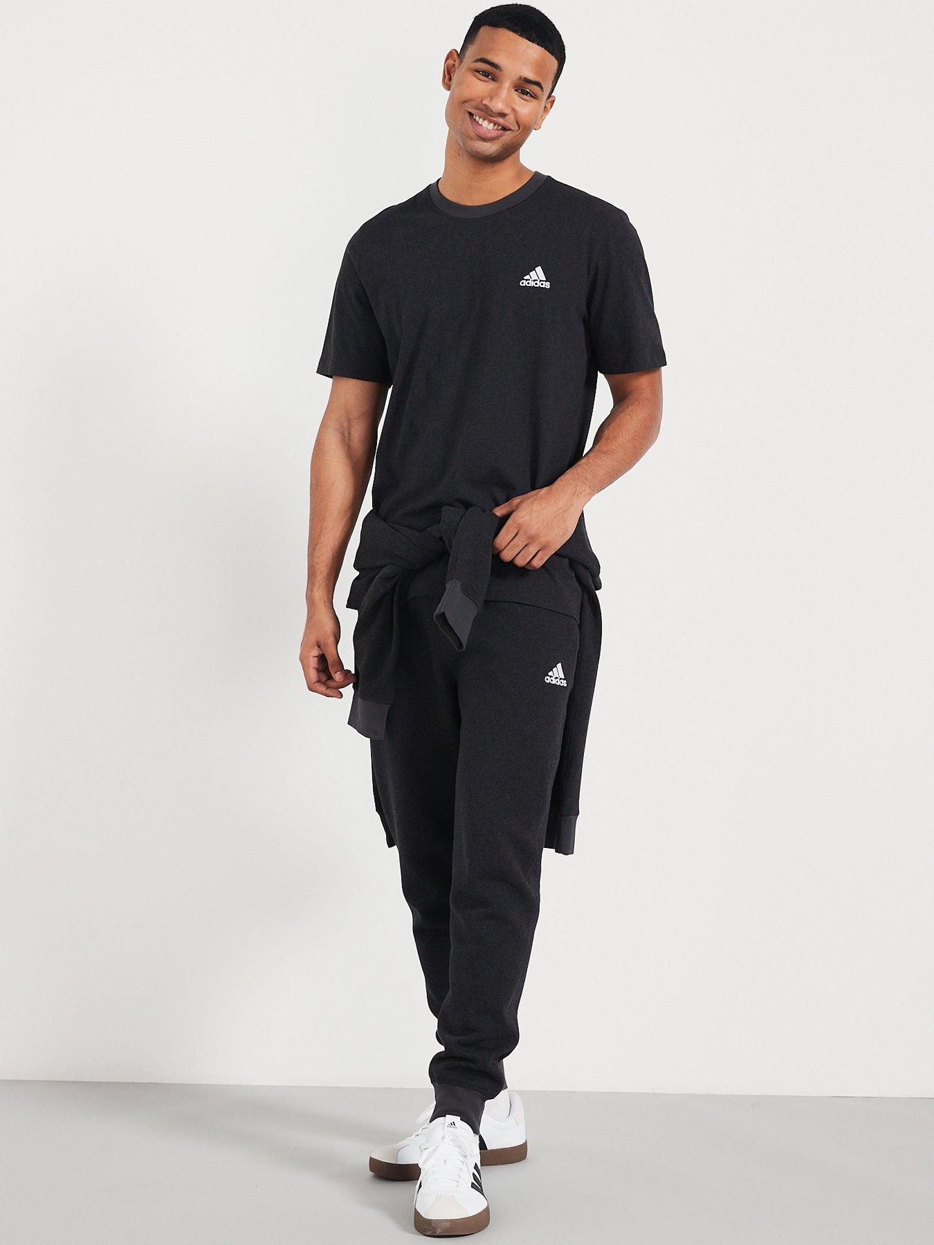 adidas-sportswear-mens-essentials-melange-t-shirt-blackoutfit