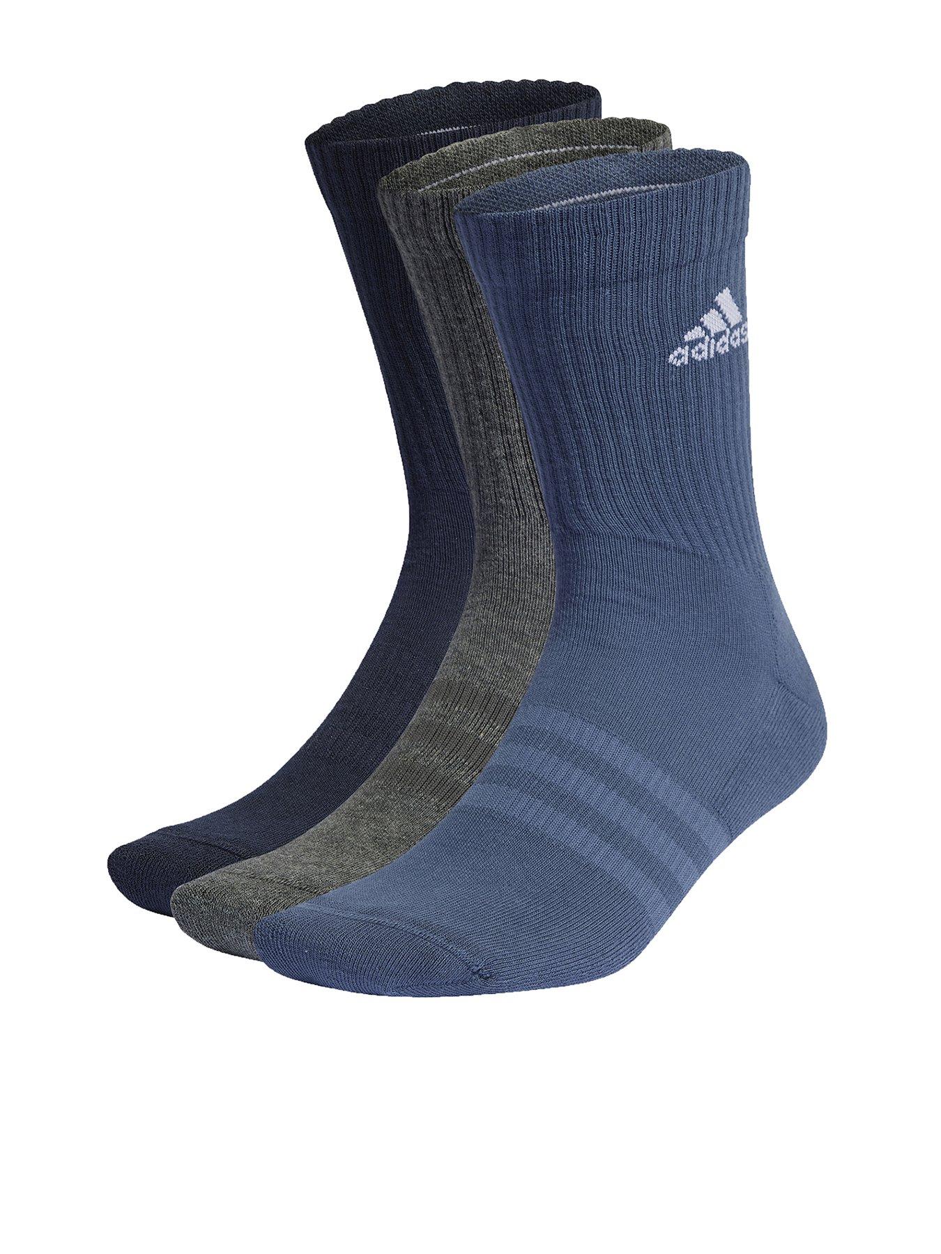 adidas Sportswear Unisex 3 Pack Cushioned Crew Socks - Blue Multi