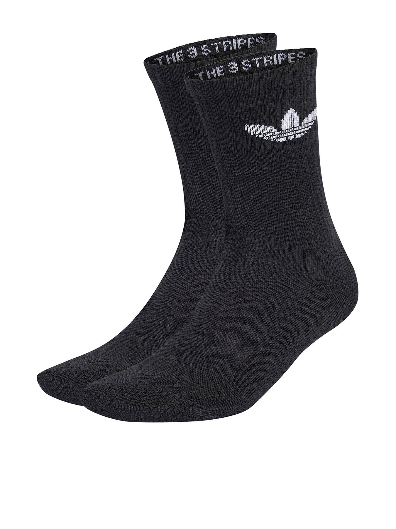 adidas Originals Unisex 3 Pack Trefoil Crew Cushion Socks - Black