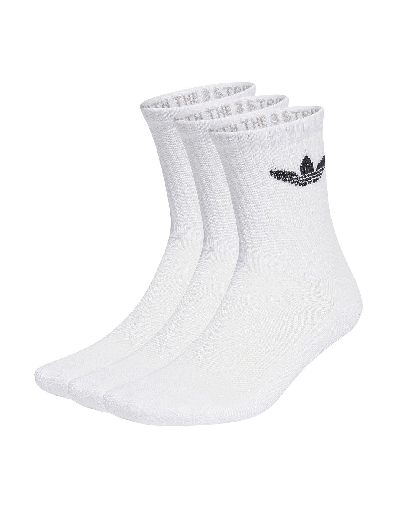 adidas Originals Unisex 3 Pack Trefoil Crew Cushion Socks - White