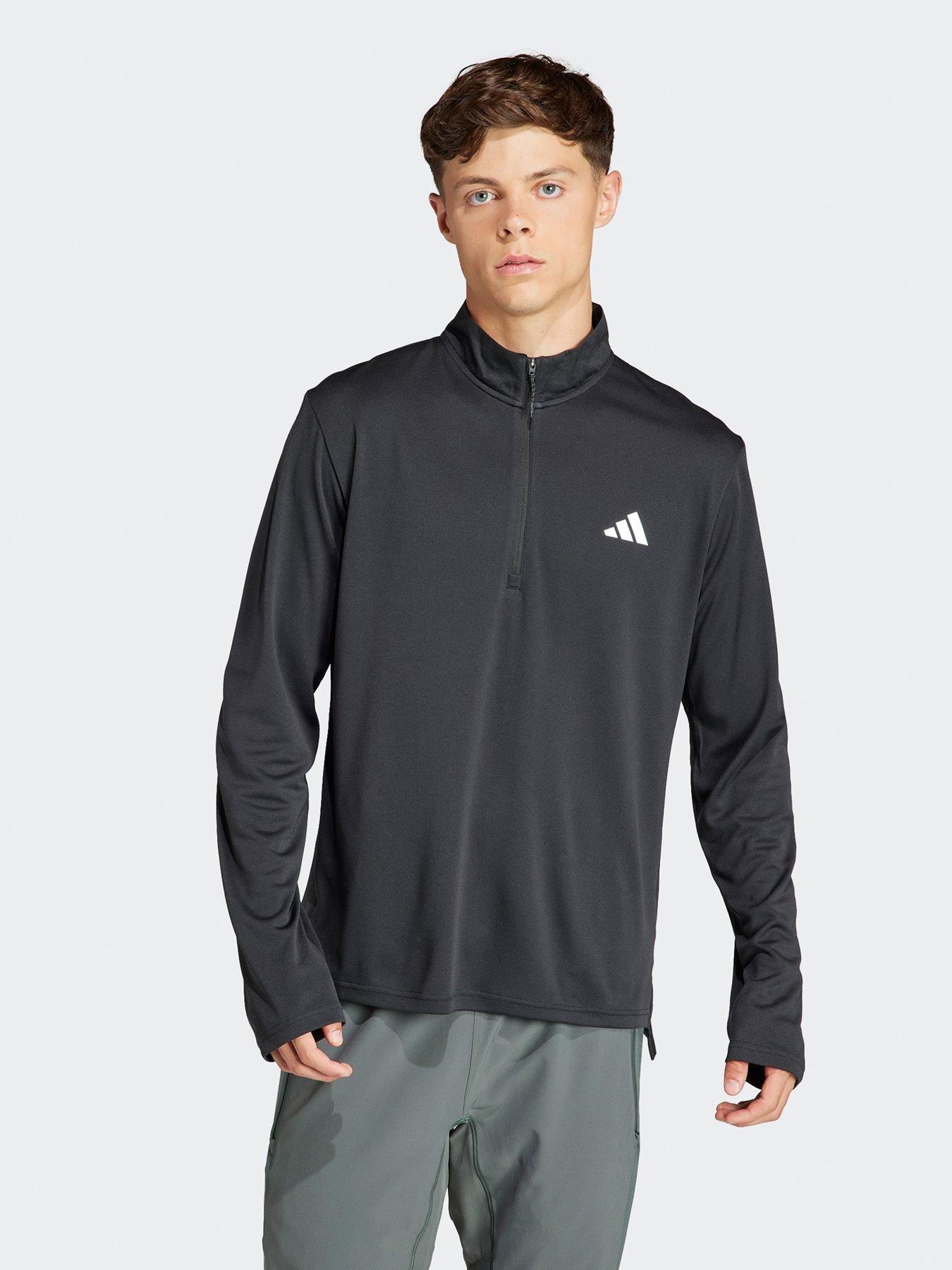 adidas-mens-train-essentials-14-zip-top-black