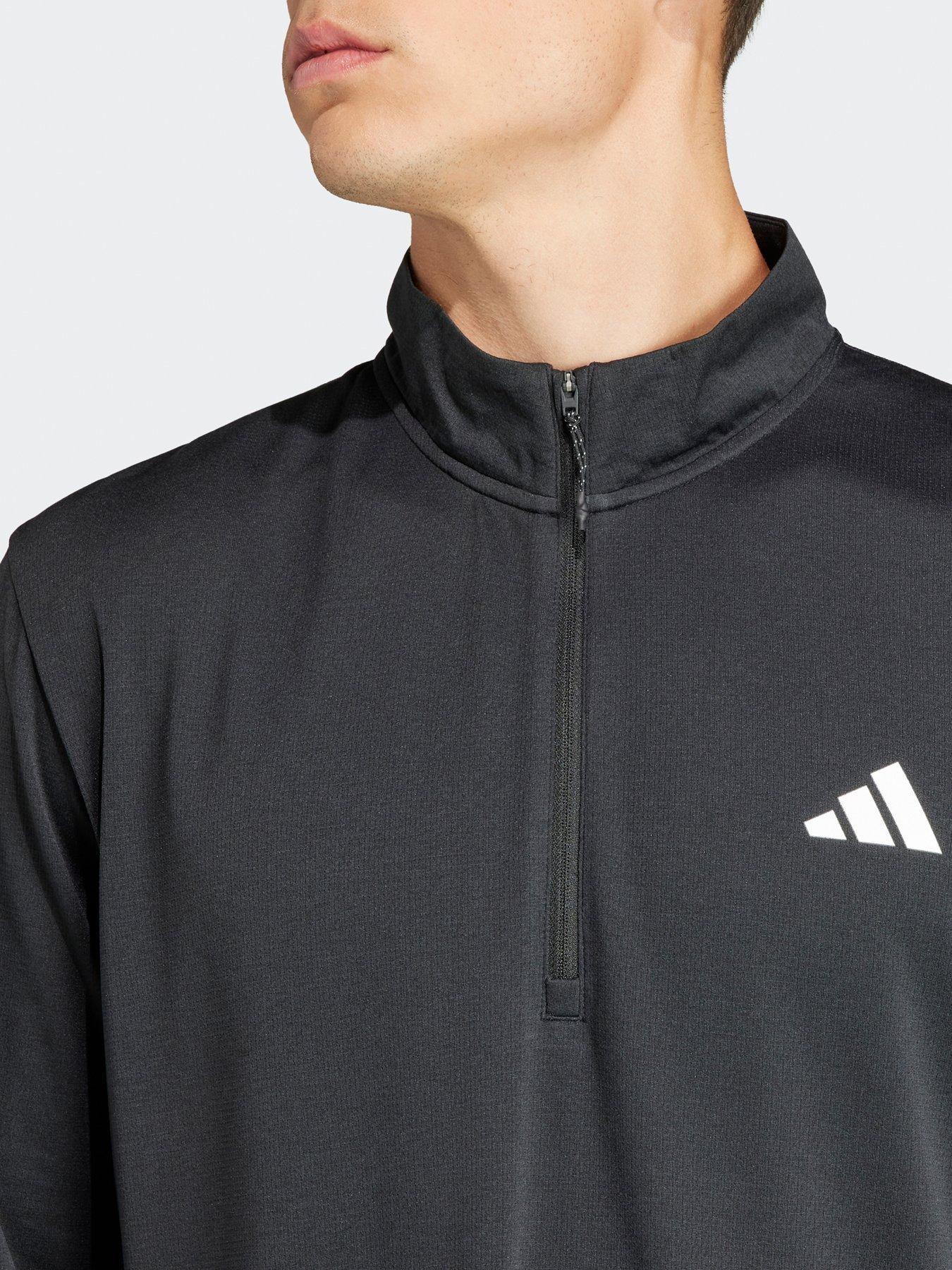 adidas-mens-train-essentials-14-zip-top-blackoutfit