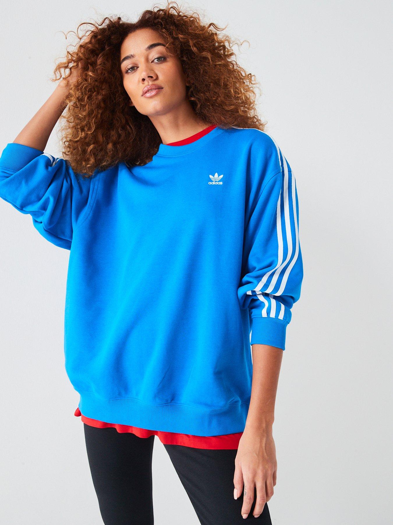 adidas-originals-womens-3-stripe-oversized-crew-bluefront