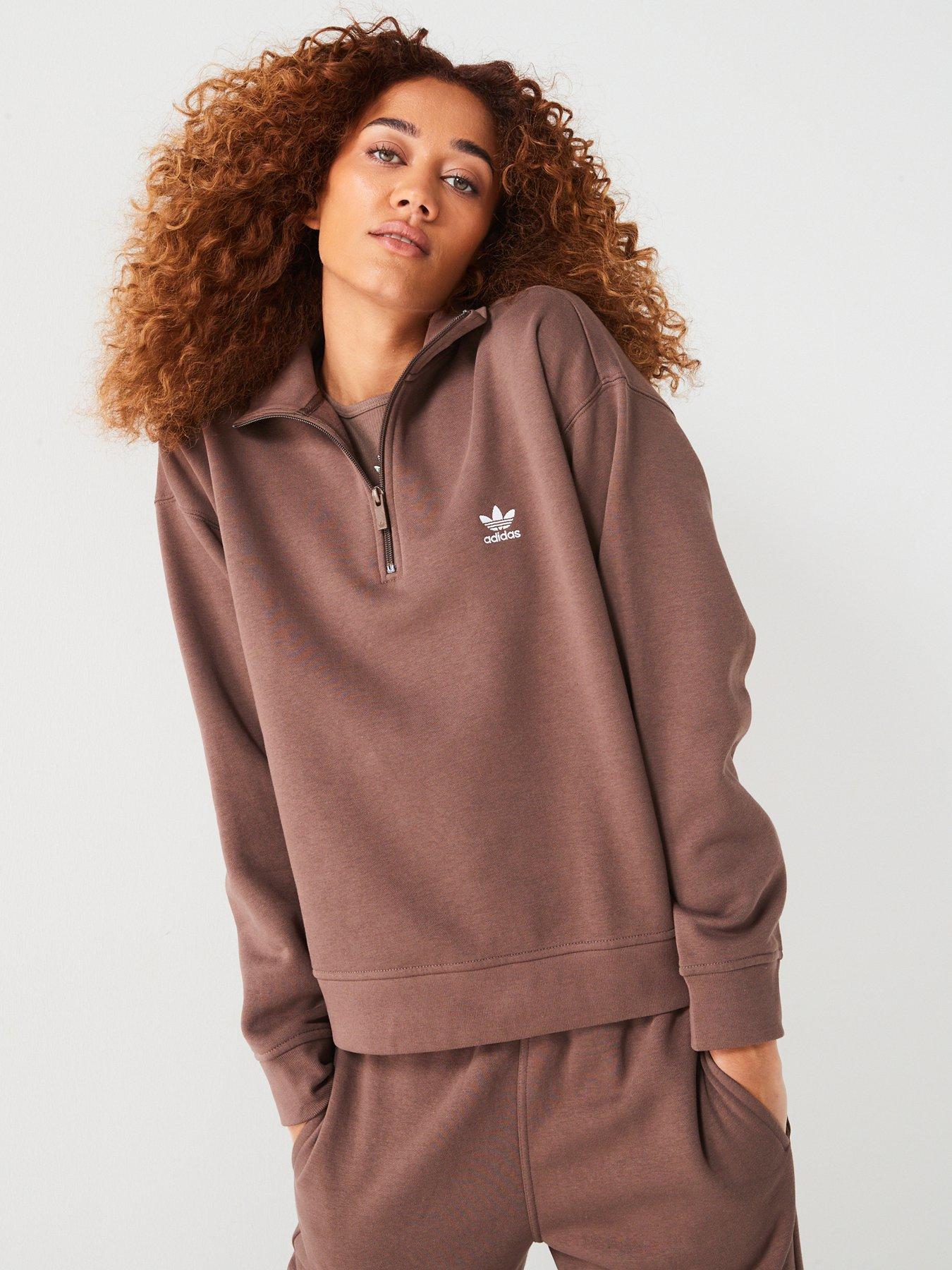 Womens Half Zip Sweatshirt Brown