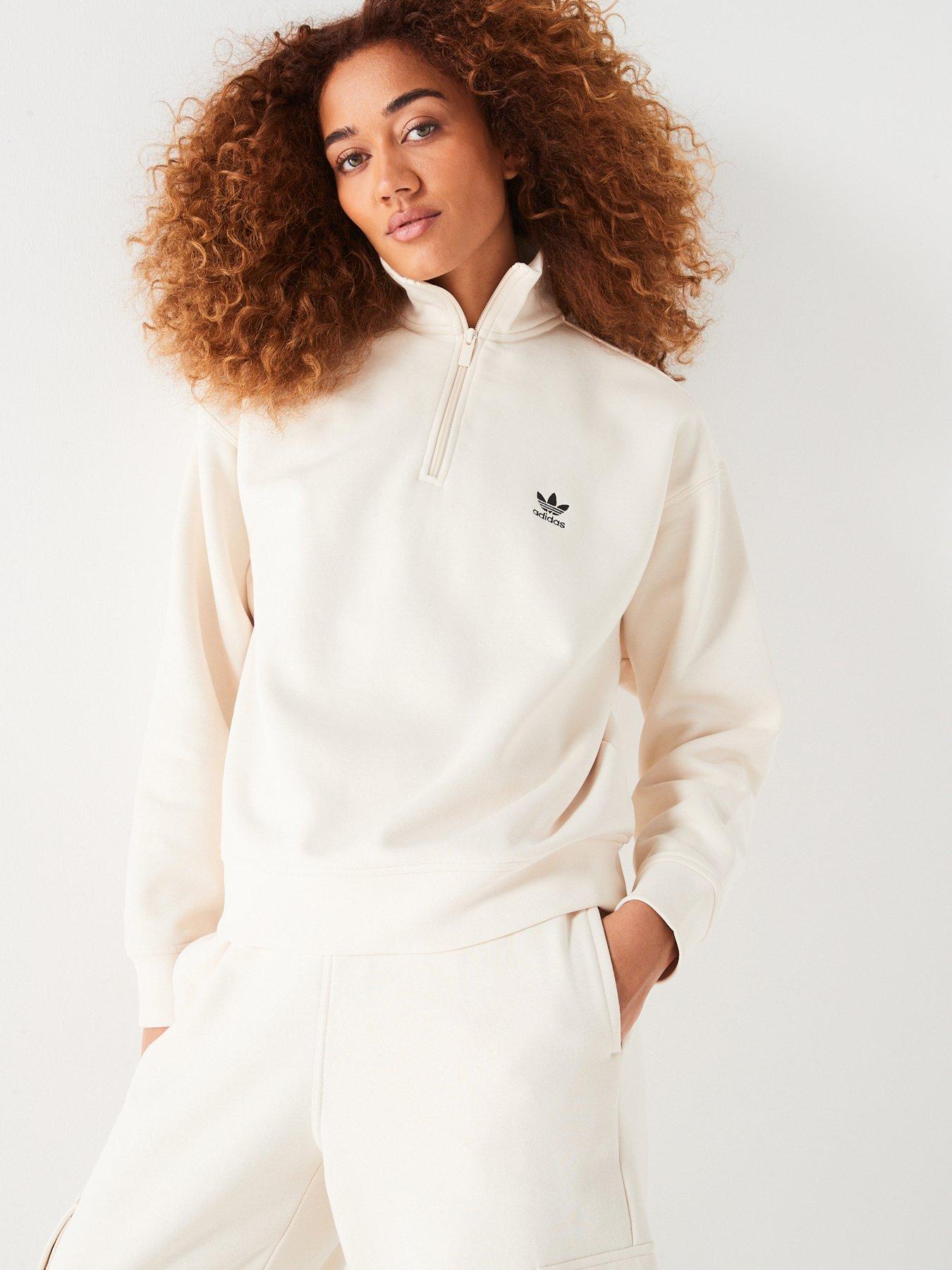 adidas Originals Womens Half Zip Sweatshirt - White