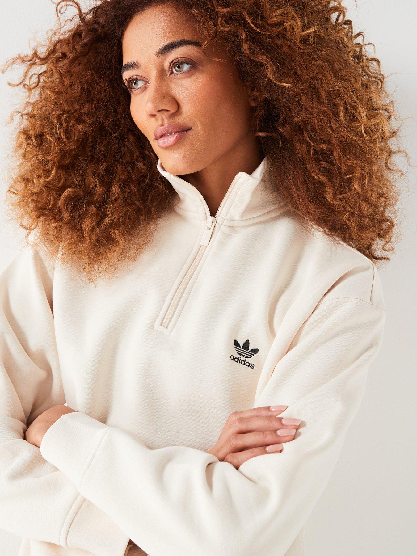 adidas-originals-womens-half-zip-sweatshirt-whiteoutfit