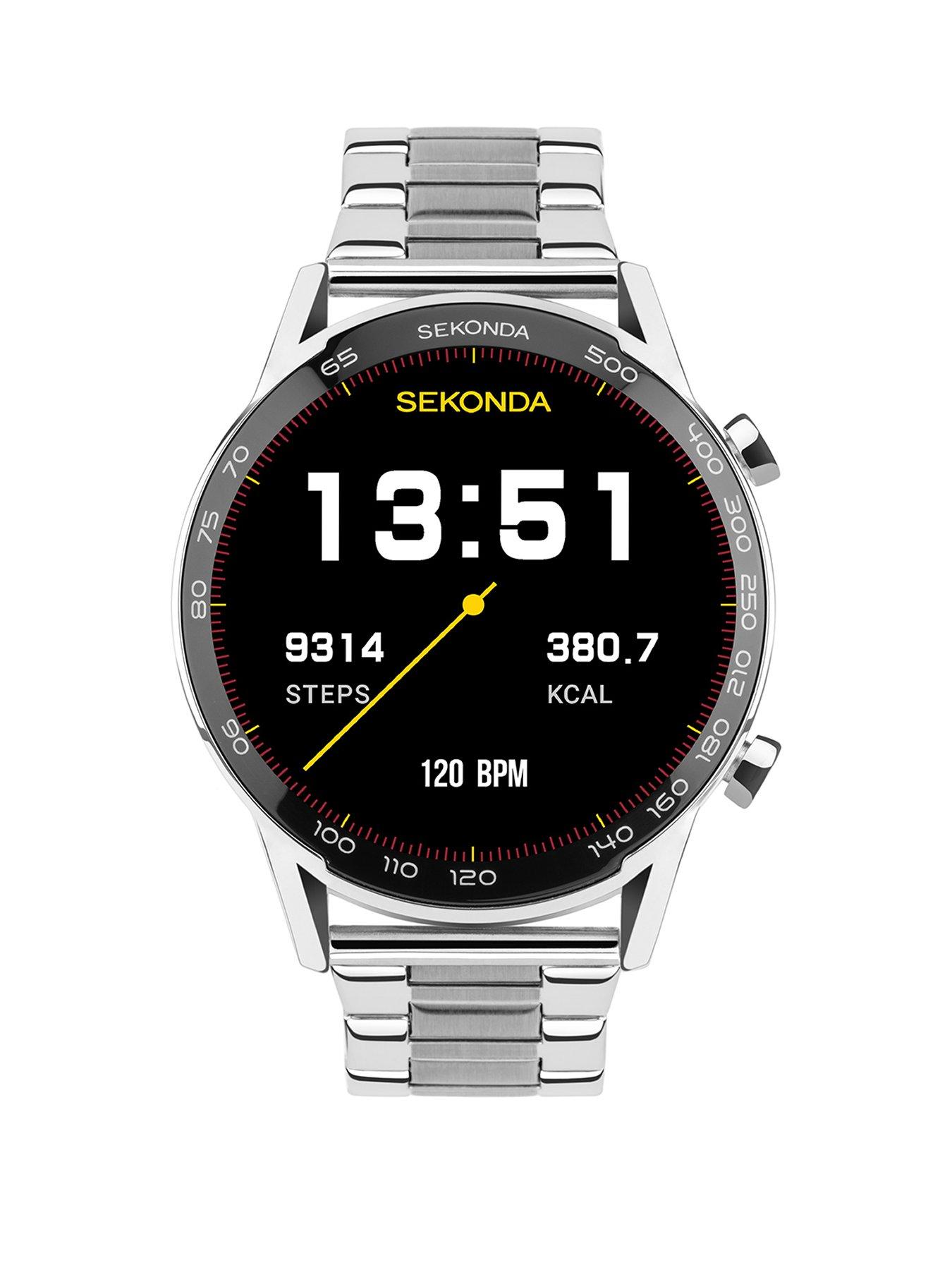 undefined Sekonda Mens Active Plus Silver Stainless Steel Bracelet Smartwatch
