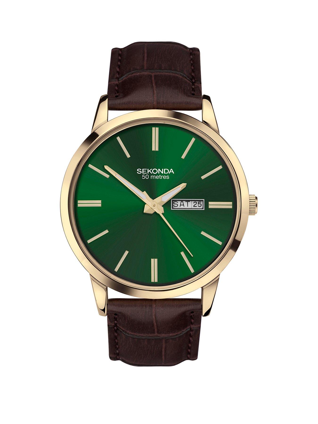 sekonda-sekonda-mens-classic-jackson-brown-leather-strap-with-green-dial-analogue-watch