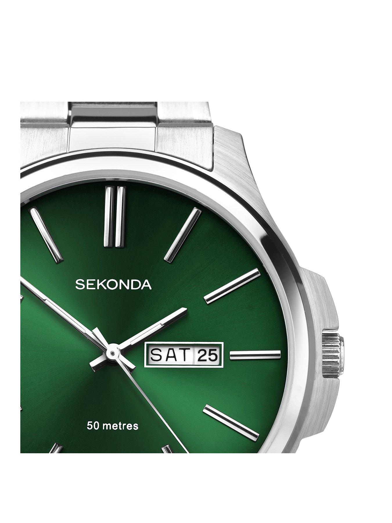 sekonda-sekonda-mens-classic-jones-silver-stainless-steel-bracelet-with-green-dial-analogue-watchstillFront