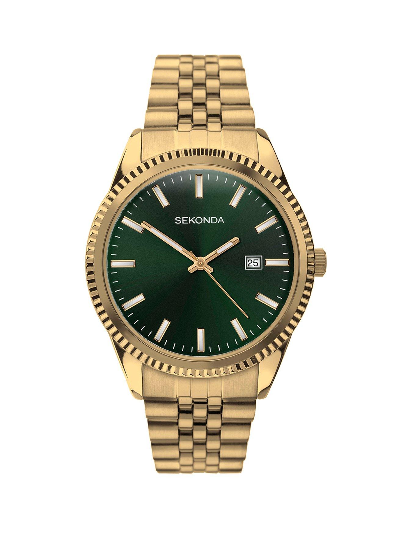 sekonda-sekonda-mens-classic-king-gold-stainless-steel-bracelet-with-green-dial-analogue-watch