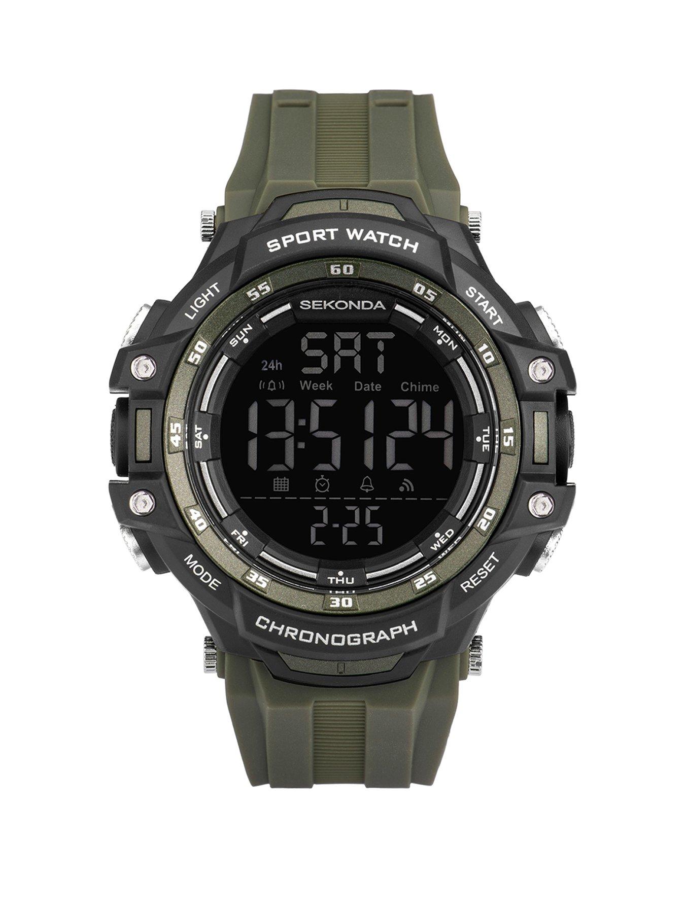 Sekonda Sekonda Mens Sport Crossfell Green Plastic Strap with Black Dial Digital Watch
