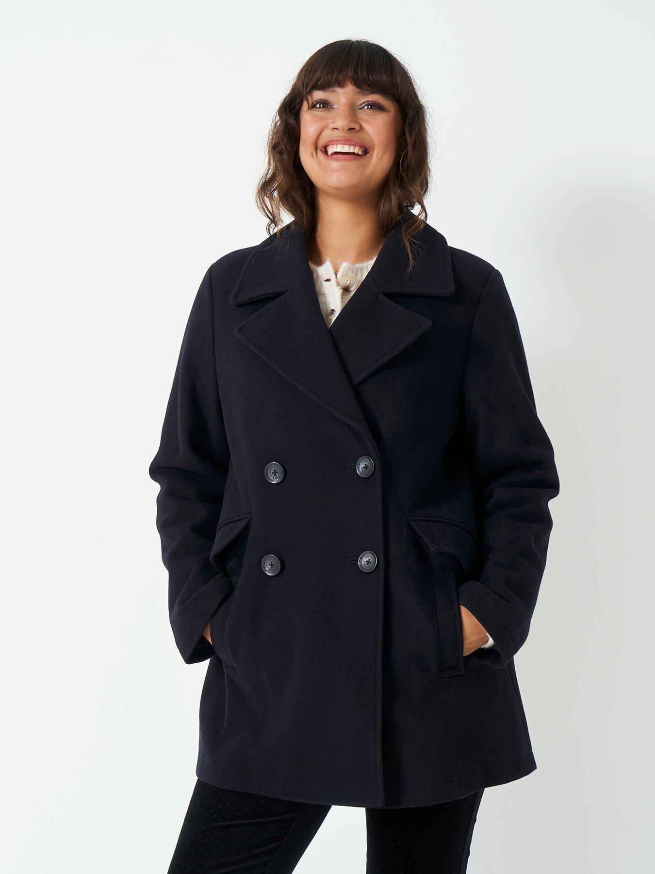 Navy pea store coat womens