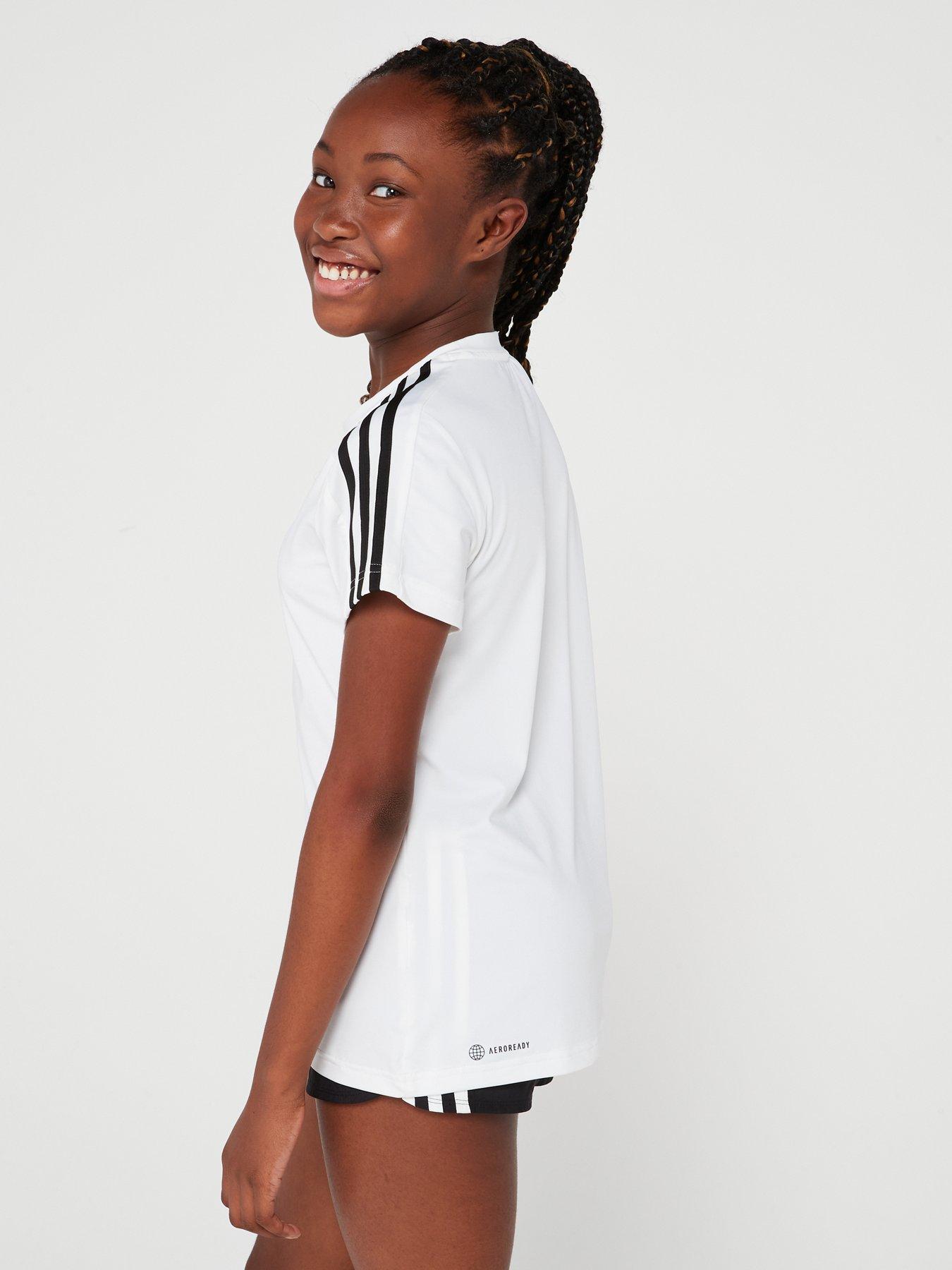 adidas-junior-girls-train-essentials-3-stripe-tee-whitestillFront