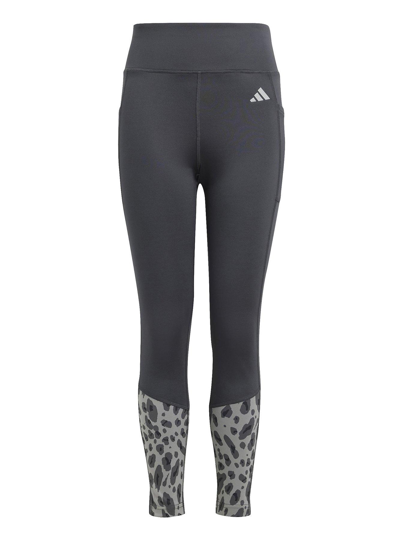 Adidas Big Girls Aeroready All Over Print Brand Logo Tights