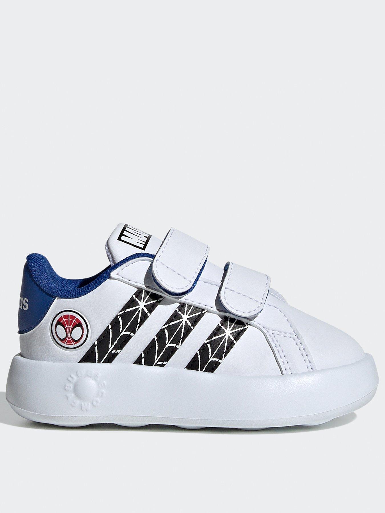 adidas-sportswear-unisex-infant-grand-court-spiderman-trainers-whiteblackfront