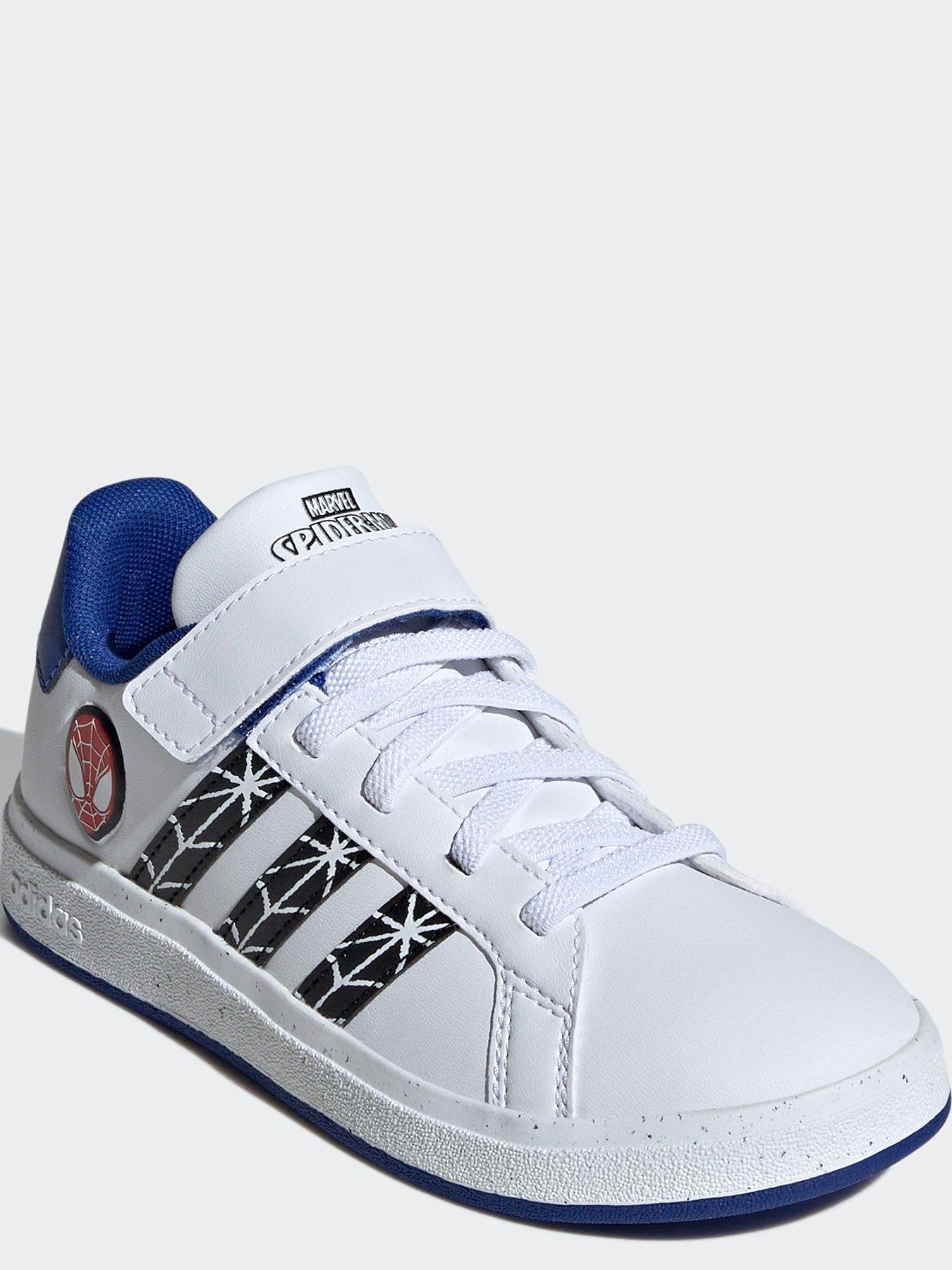 adidas-sportswear-unisex-kids-grand-court-spiderman-trainers-whitestillFront