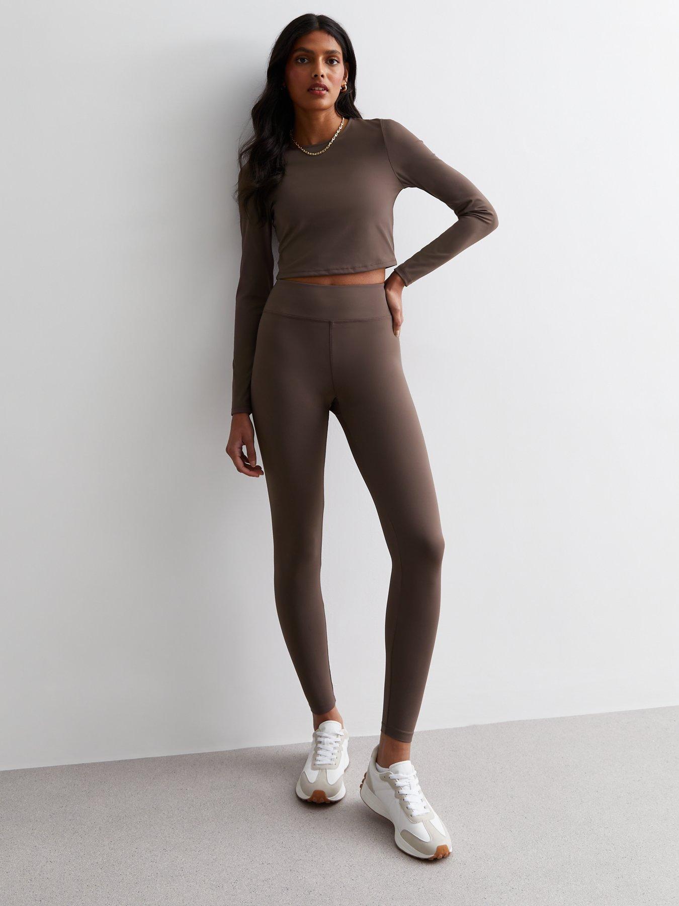 New Look Dark Brown High Waist Sports Leggings