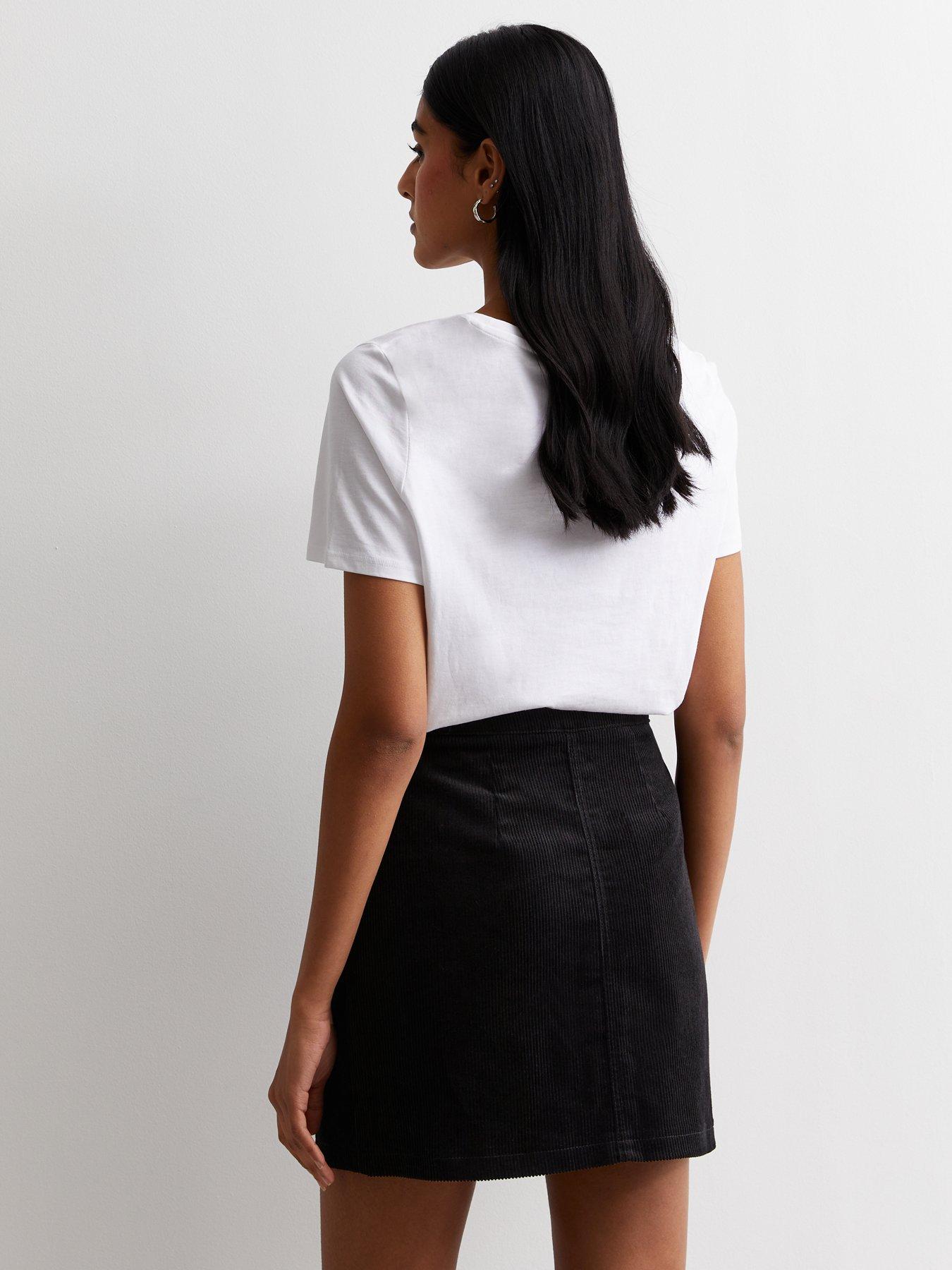 Cord zip shop front skirt