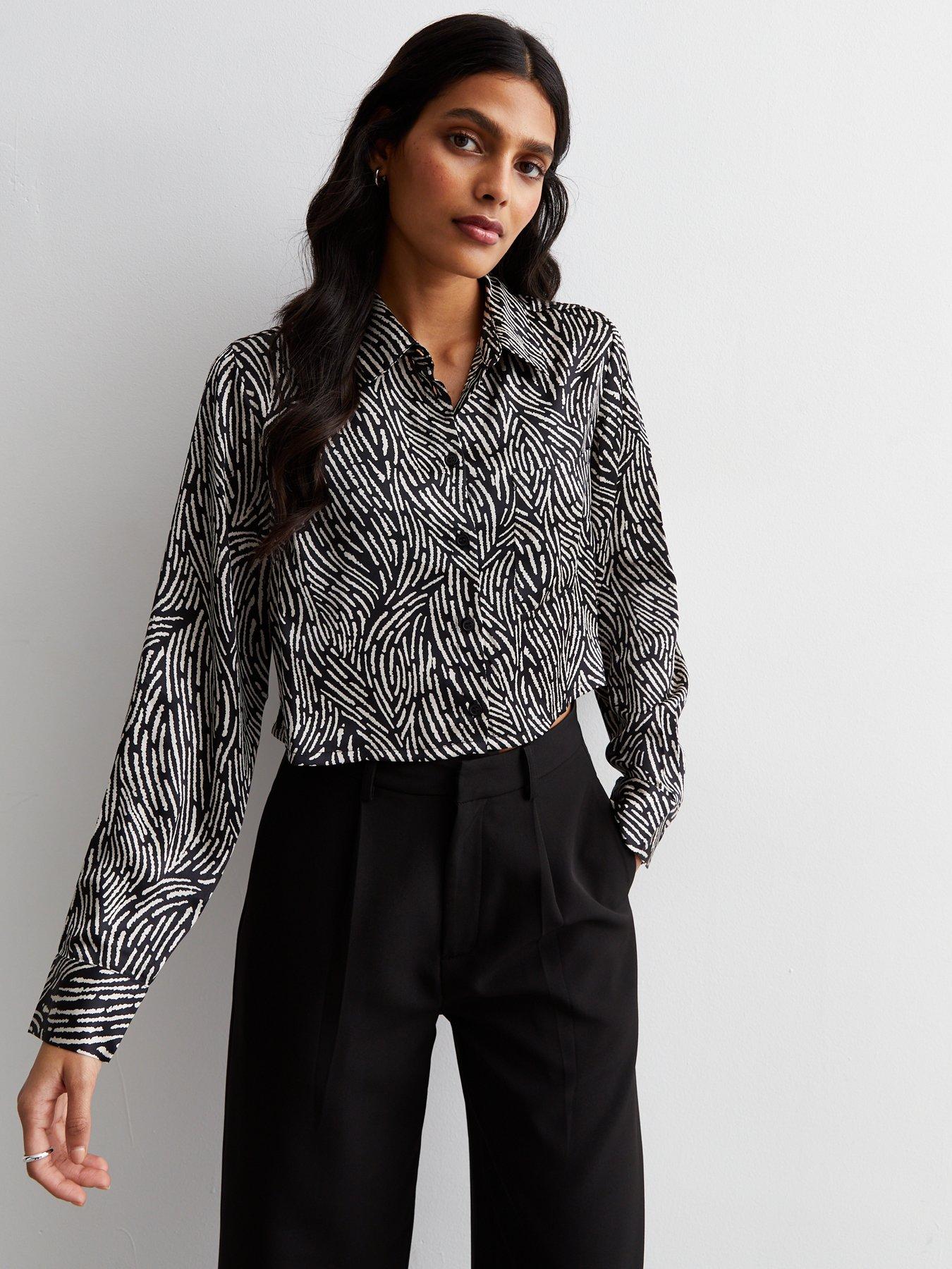 Black Stripe Semi Sheer Satin Shirt