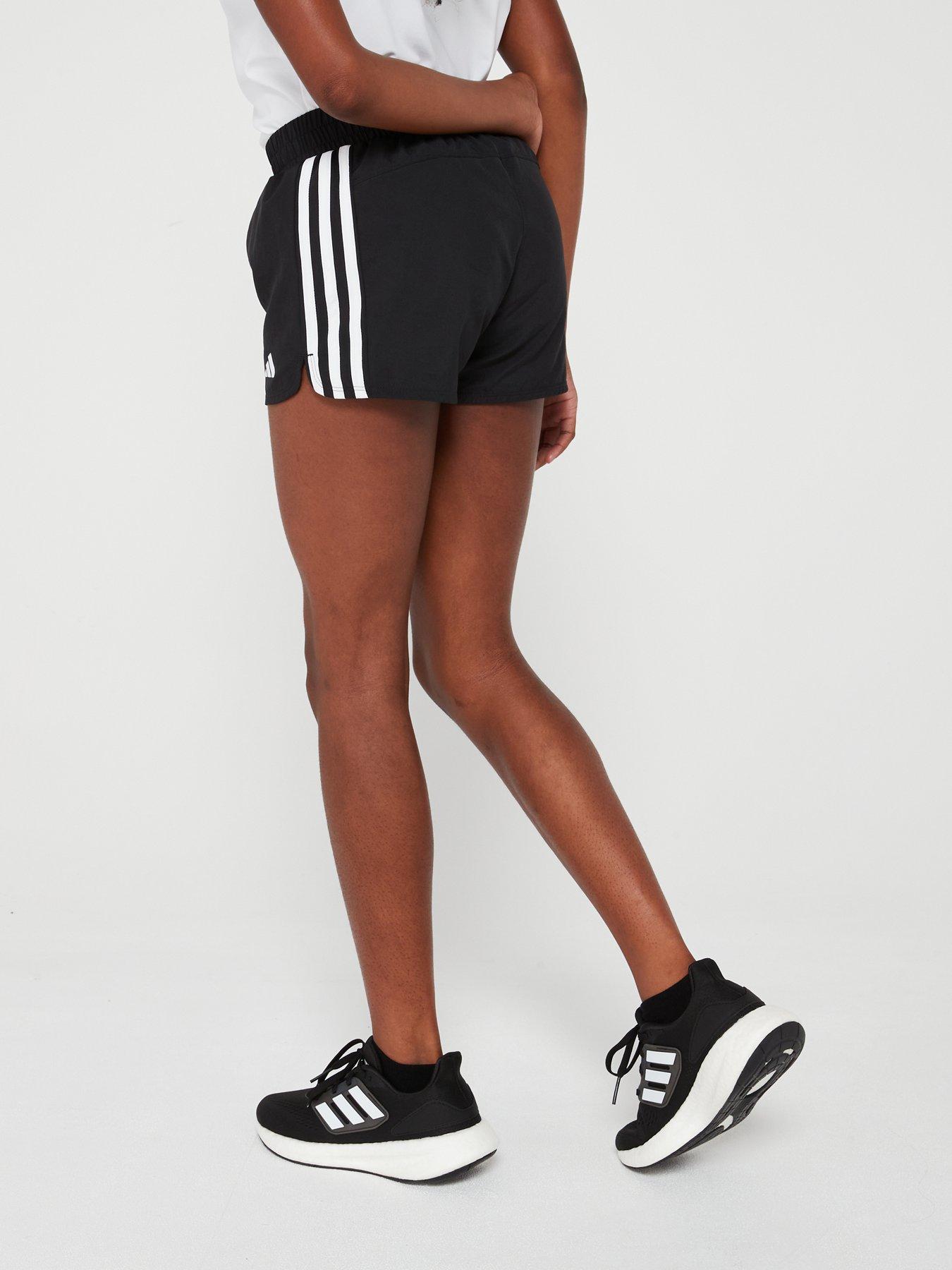 adidas-junior-girls-train-essential-3-stripe-shorts-blackstillFront