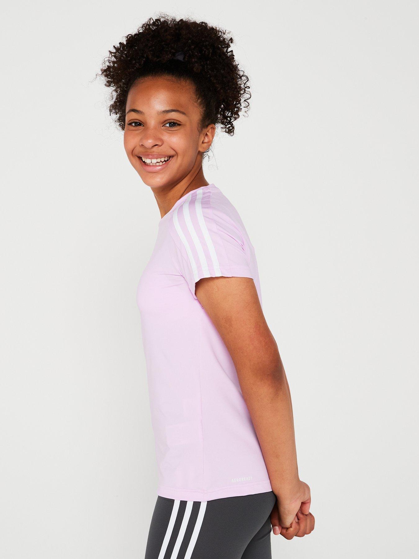 adidas-junior-girls-train-essentials-3-stripes-tee-purplestillFront