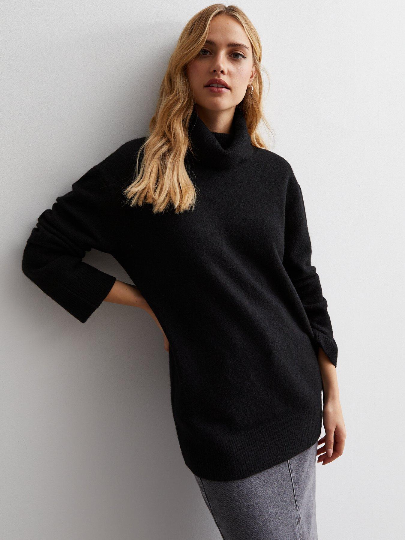 New Look Black Knit Roll Neck Longline Jumper