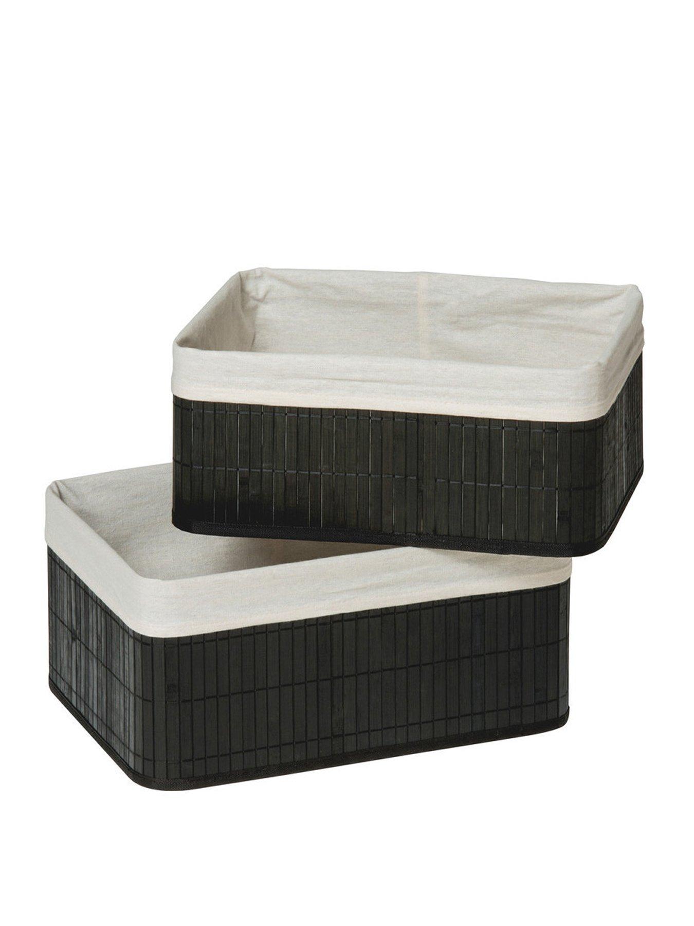 Image of Premier Housewares Set Of Two Kankyo Black Bamboo Storage Boxes