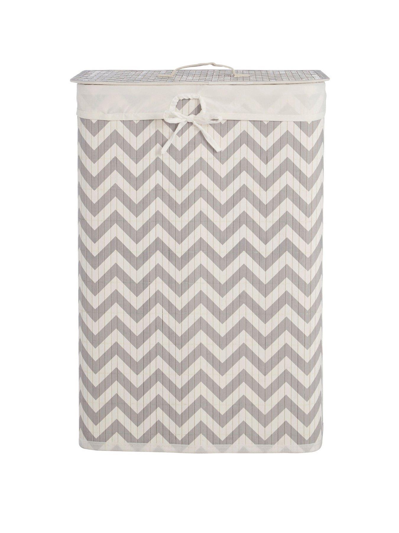 premier-housewares-kankyo-white-and-grey-chevron-laundry-hamper