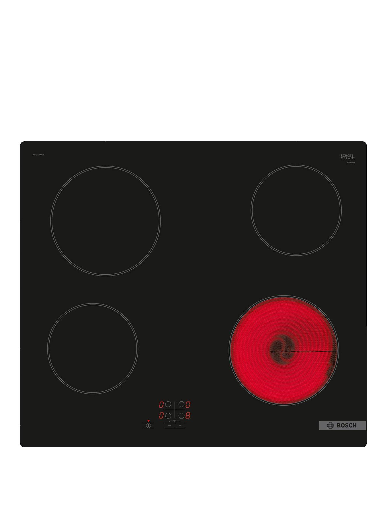 undefined Bosch Series 2 PKE61RAA8B 60cm Ceramic Hob, Touch Control, 4 Zones - Black