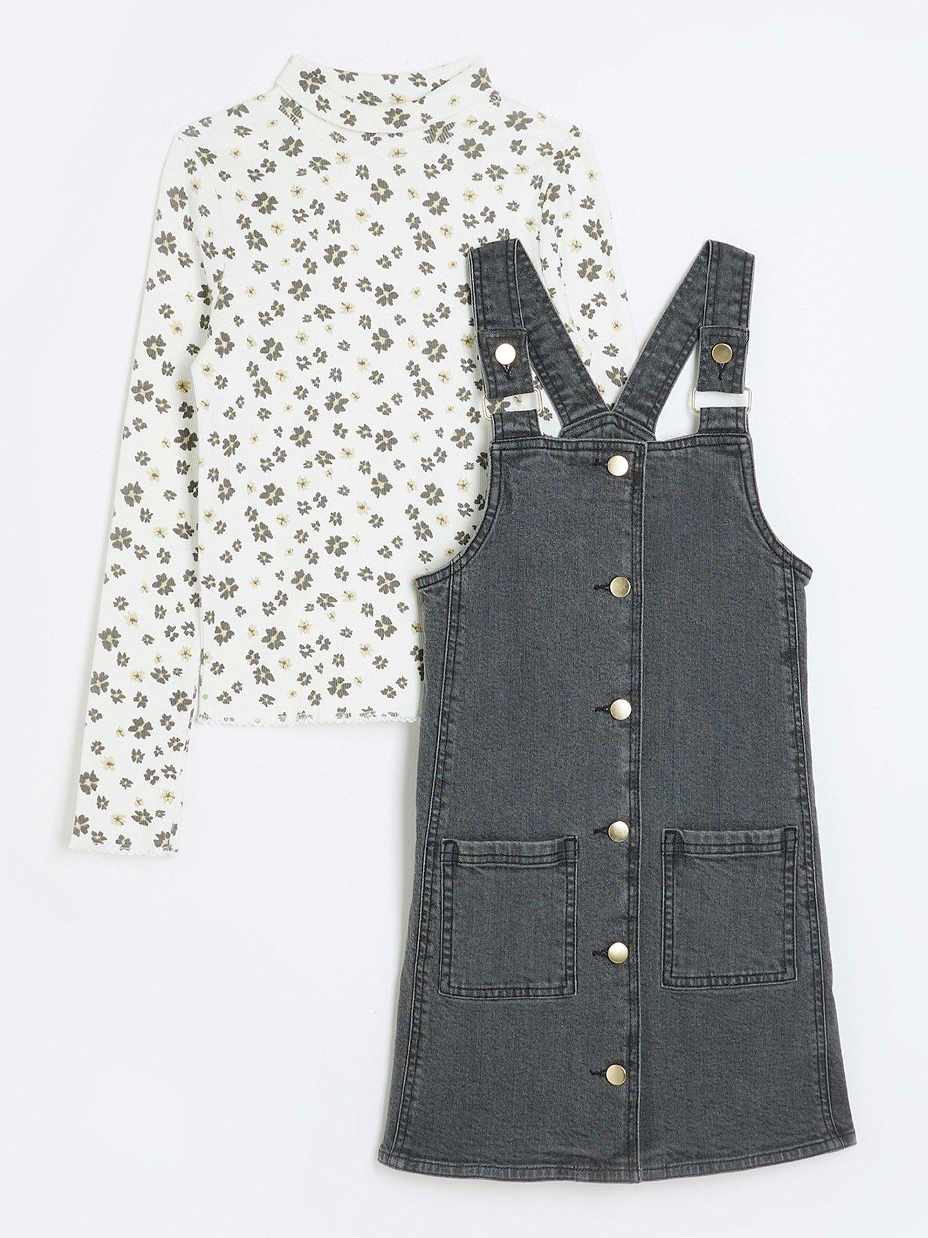 River island clearance denim dungaree dress