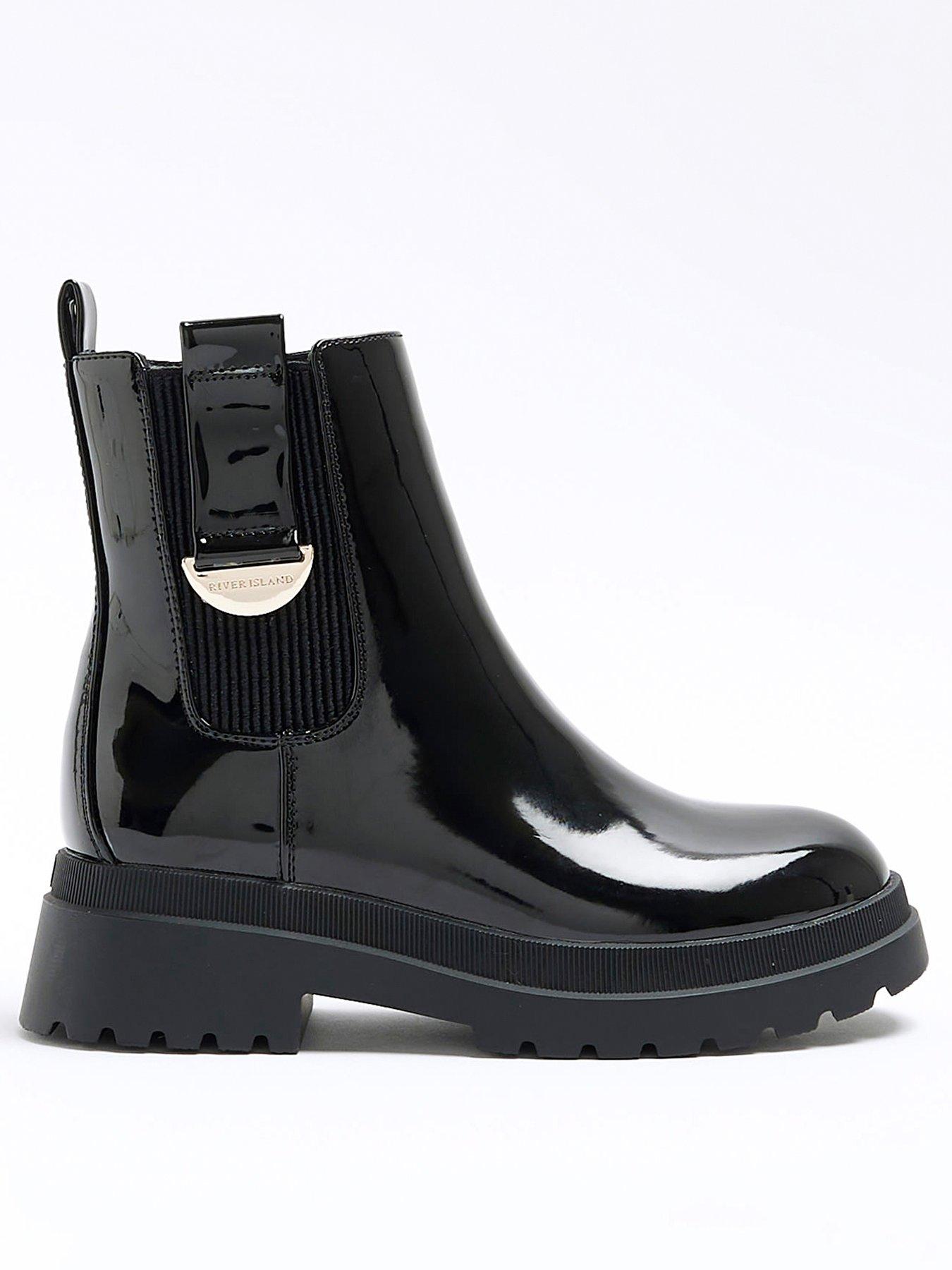 Girls Patent Chelsea Boots Black