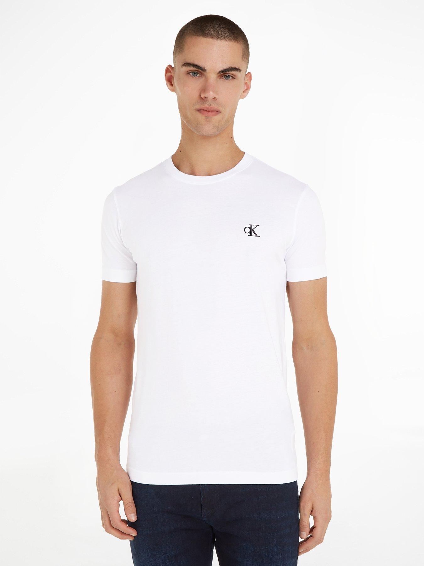 Image 1 of 4 of Calvin Klein Jeans Ck Essential Slim T-Shirt - White