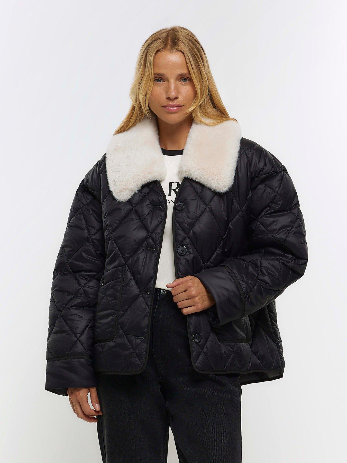 River island coat hot sale with fur