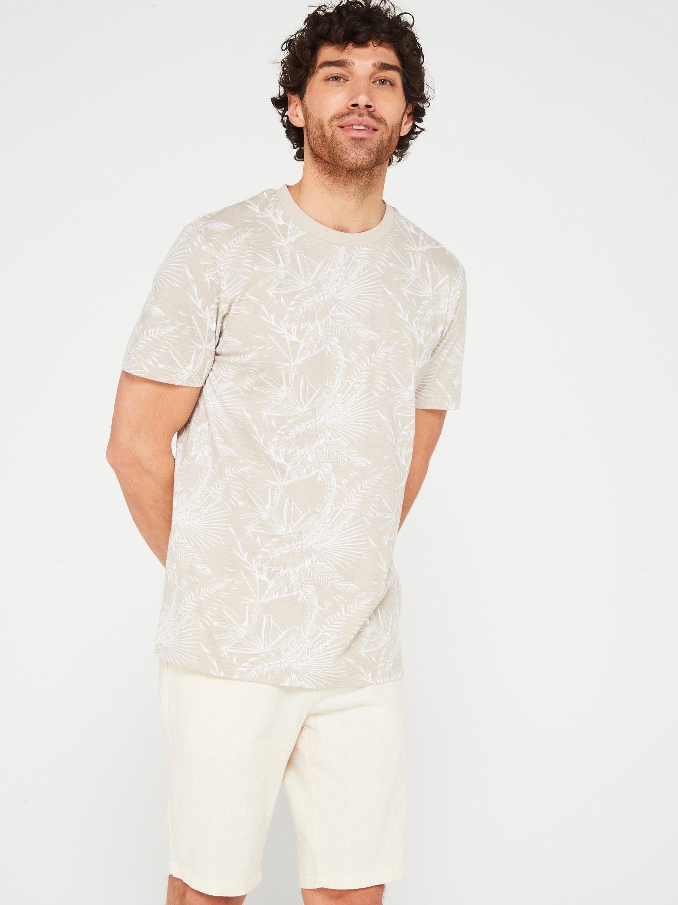 very-man-all-over-palm-print-t-shirt-stone