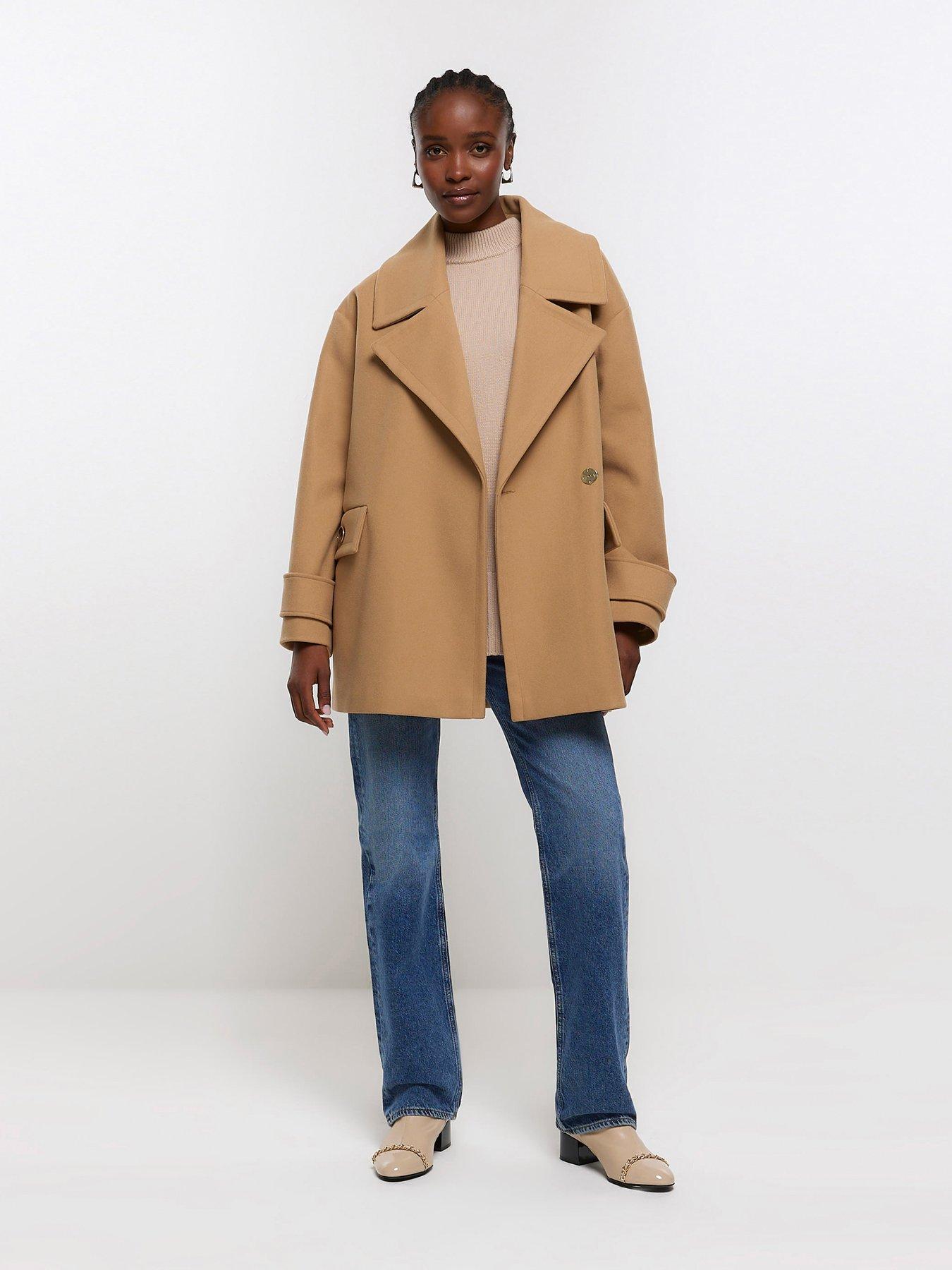 River island sales camel coat