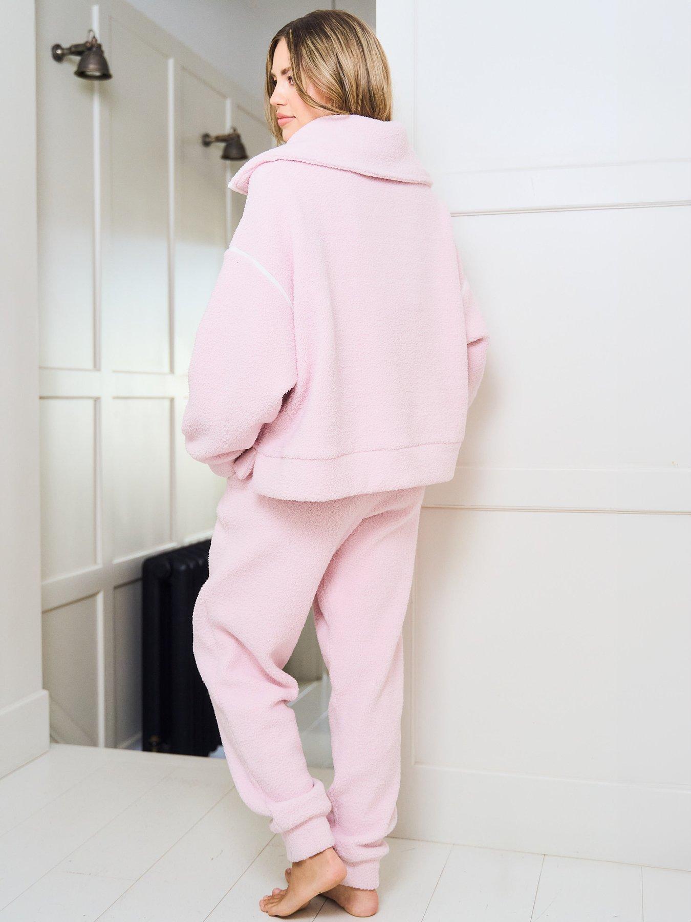 jim-jam-the-label-half-zip-fleece-two-piecenbsplounge-set-pinkstillFront