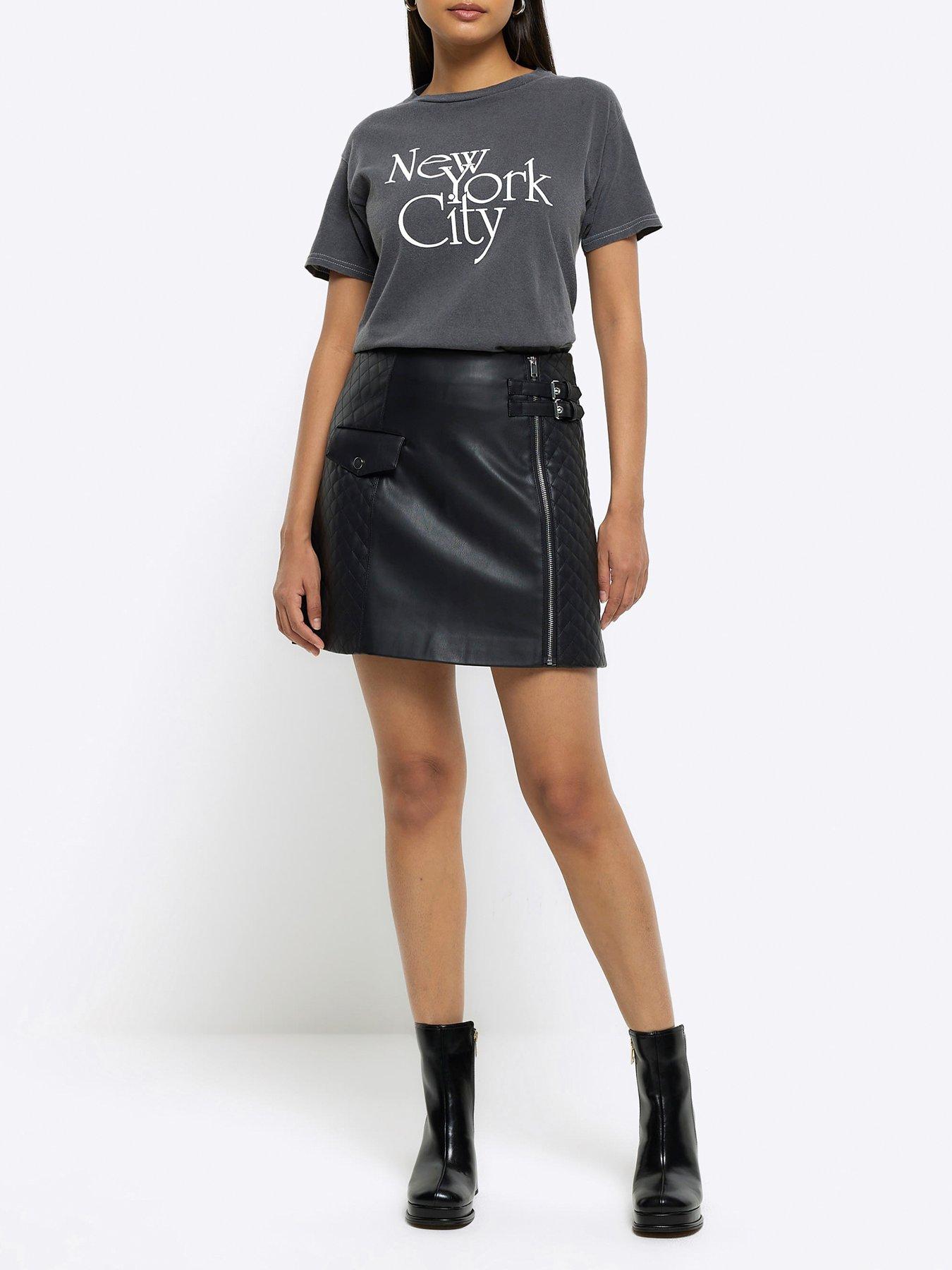 River Island Quilted Moto Mini Skirt Black Very Ireland